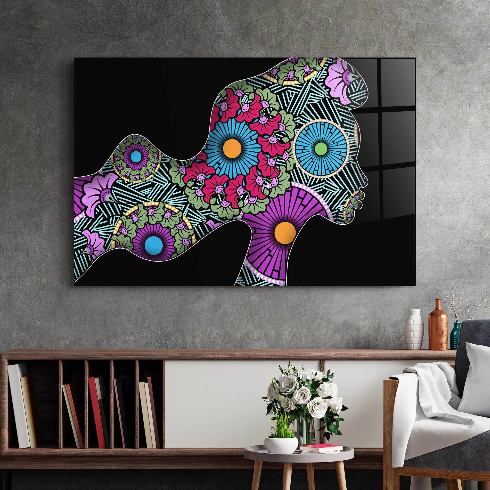 Glasbild Colorful Shilouette mockup 2