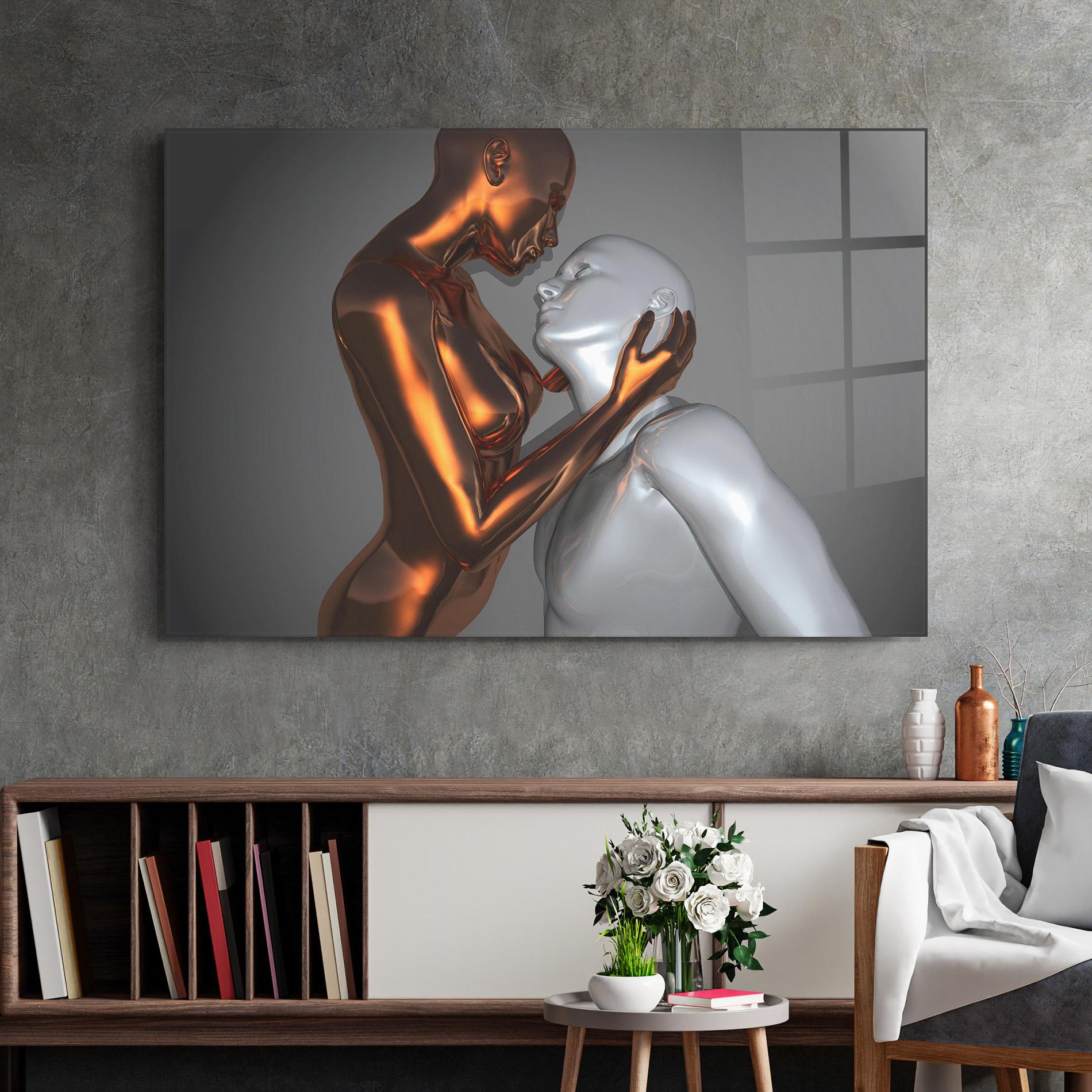 Glasbild Gold Silver Couple mockup 2