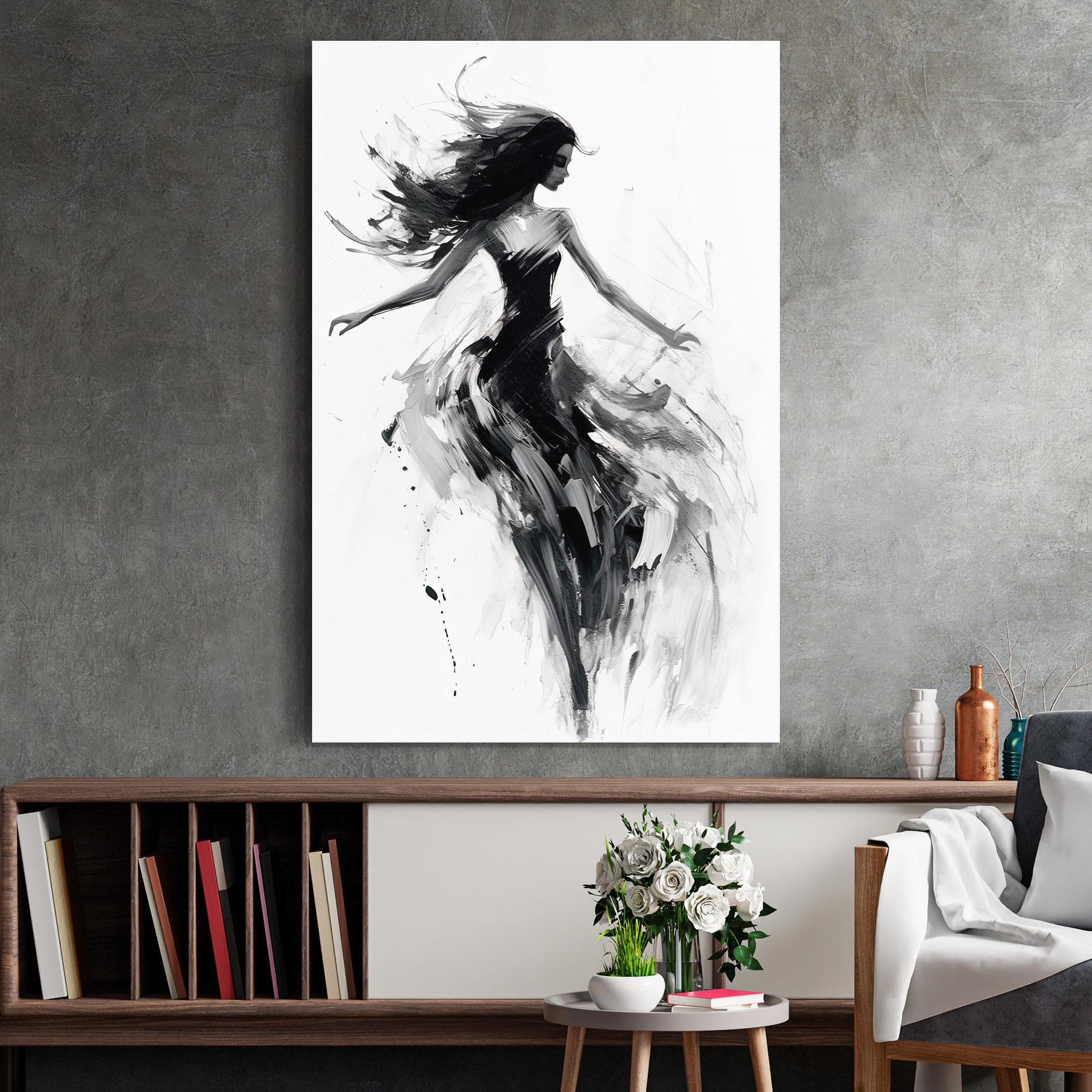 Glasbild Black Ink Woman mockup 2