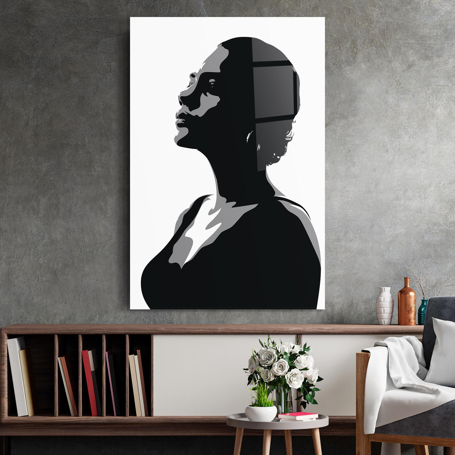 Glasbild Black Woman Shilouette mockup 2