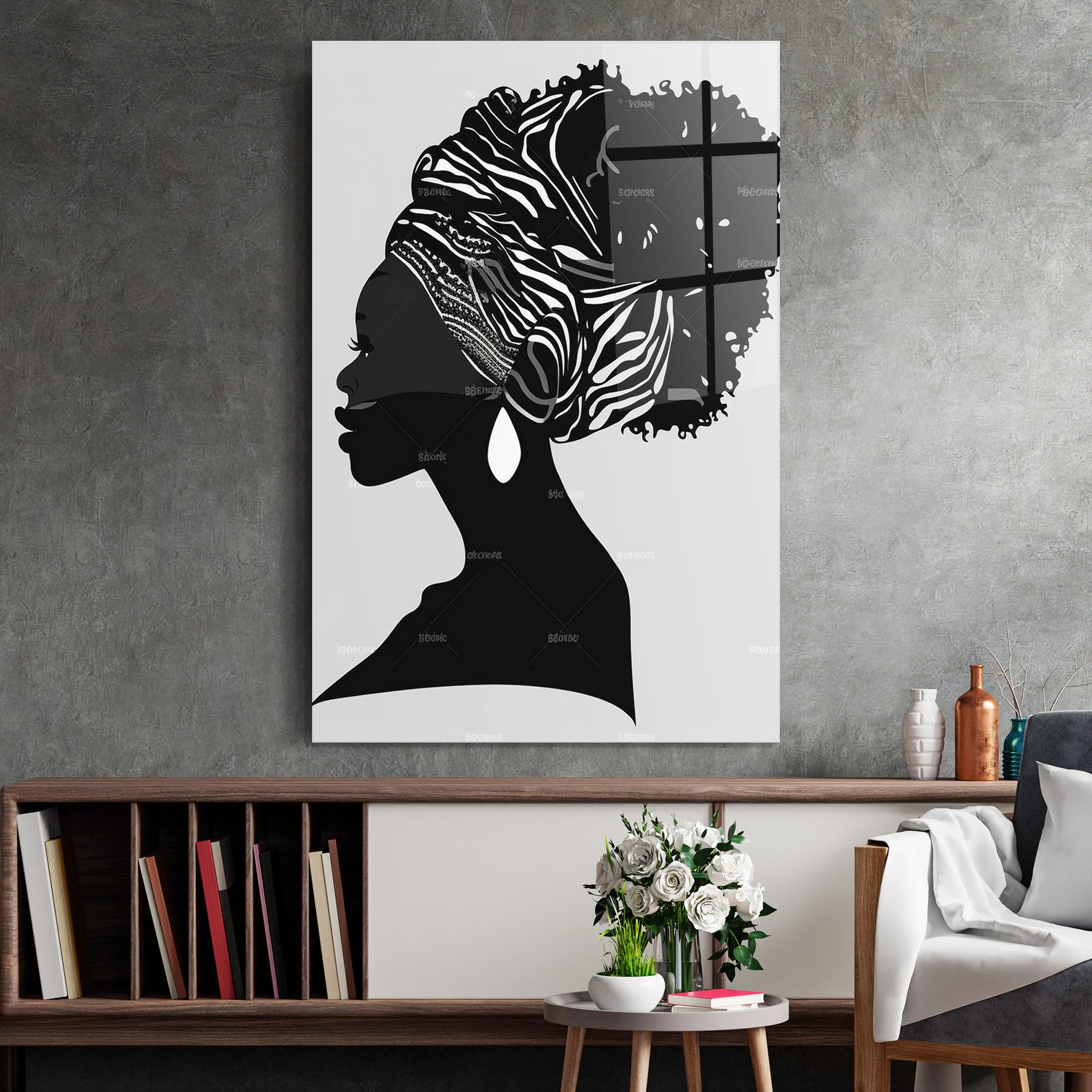 Glasbild Black Woman Silhouette mockup 2