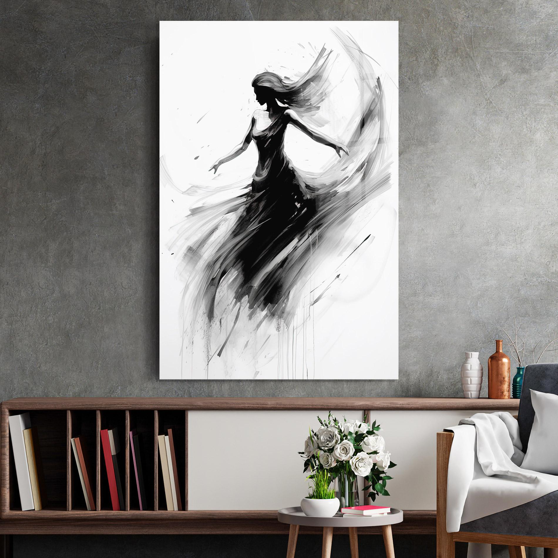 Glasbild Dancing Woman Drawn mockup 2