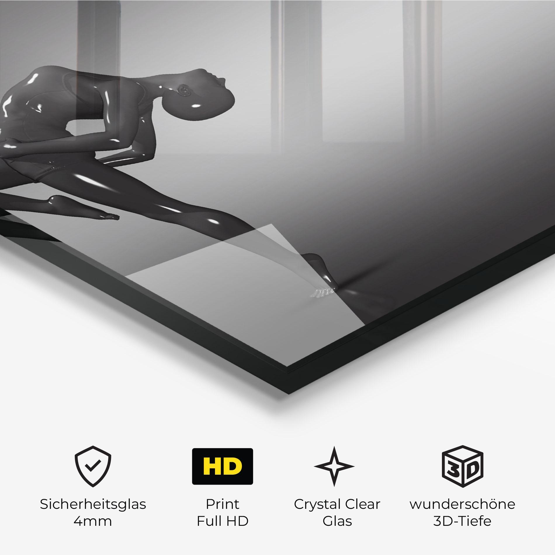 Glasbild Black Glossy Female Dancer mockup 3