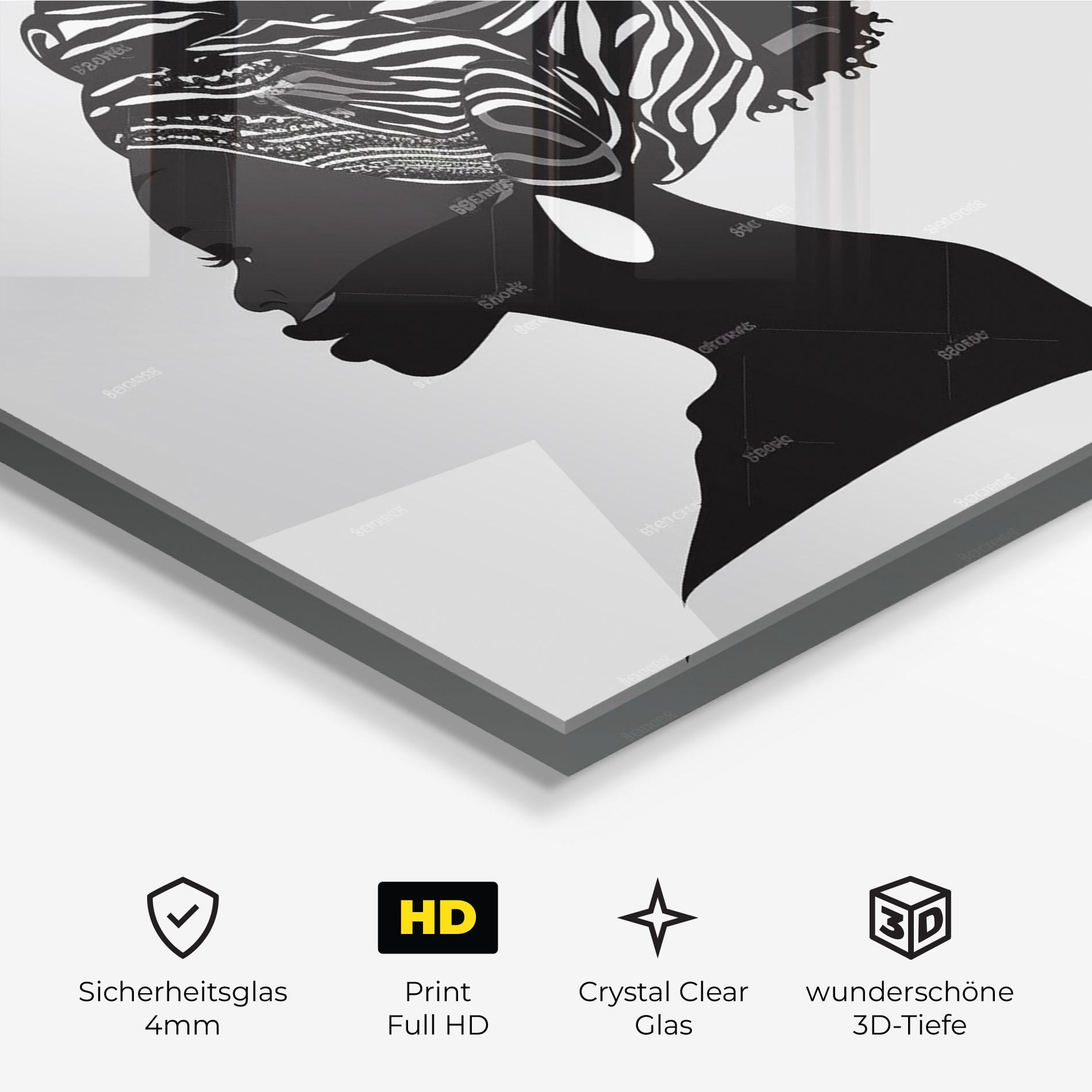 Glasbild Black Woman Silhouette mockup 3