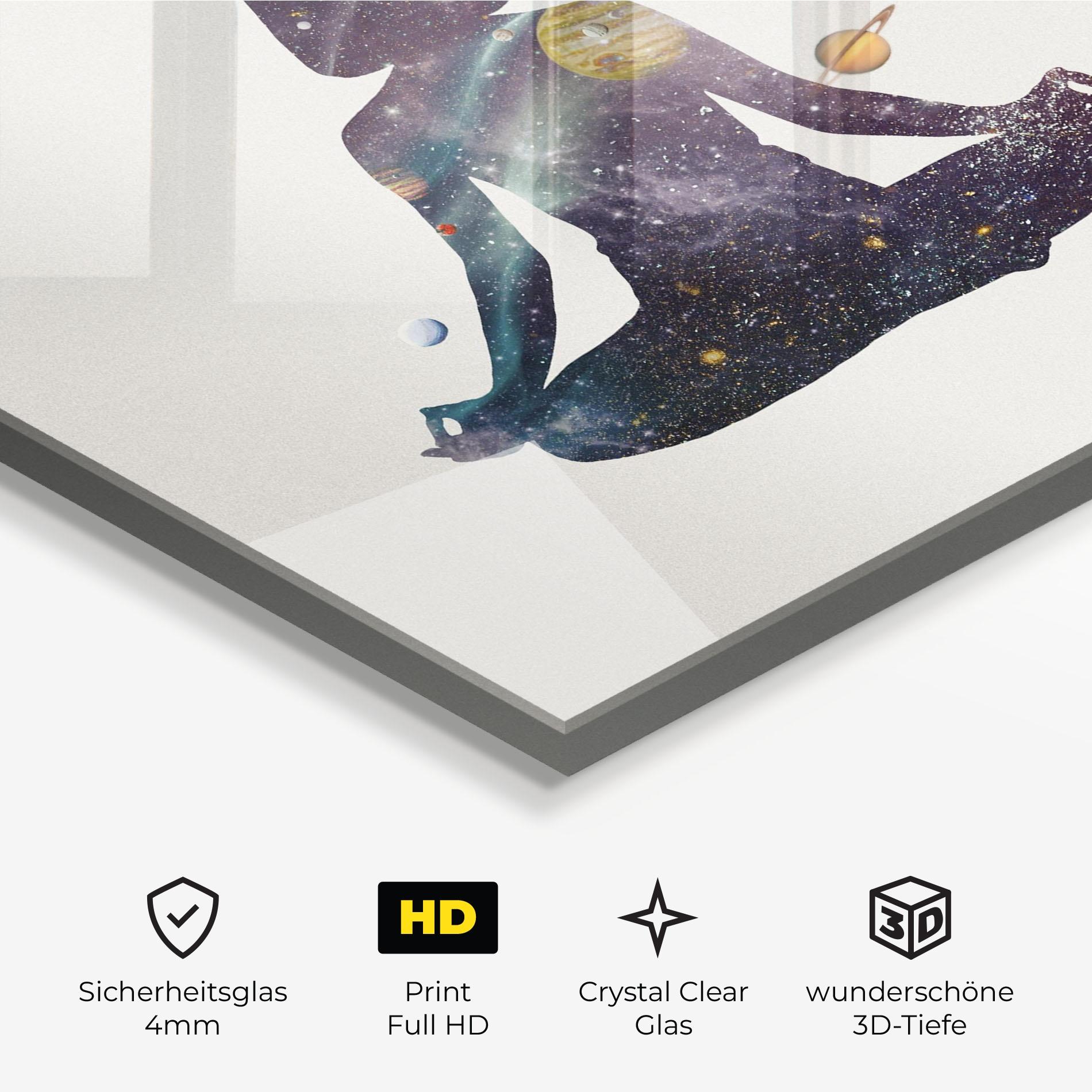 Glasbild Galaxy Woman Shilouette mockup 3