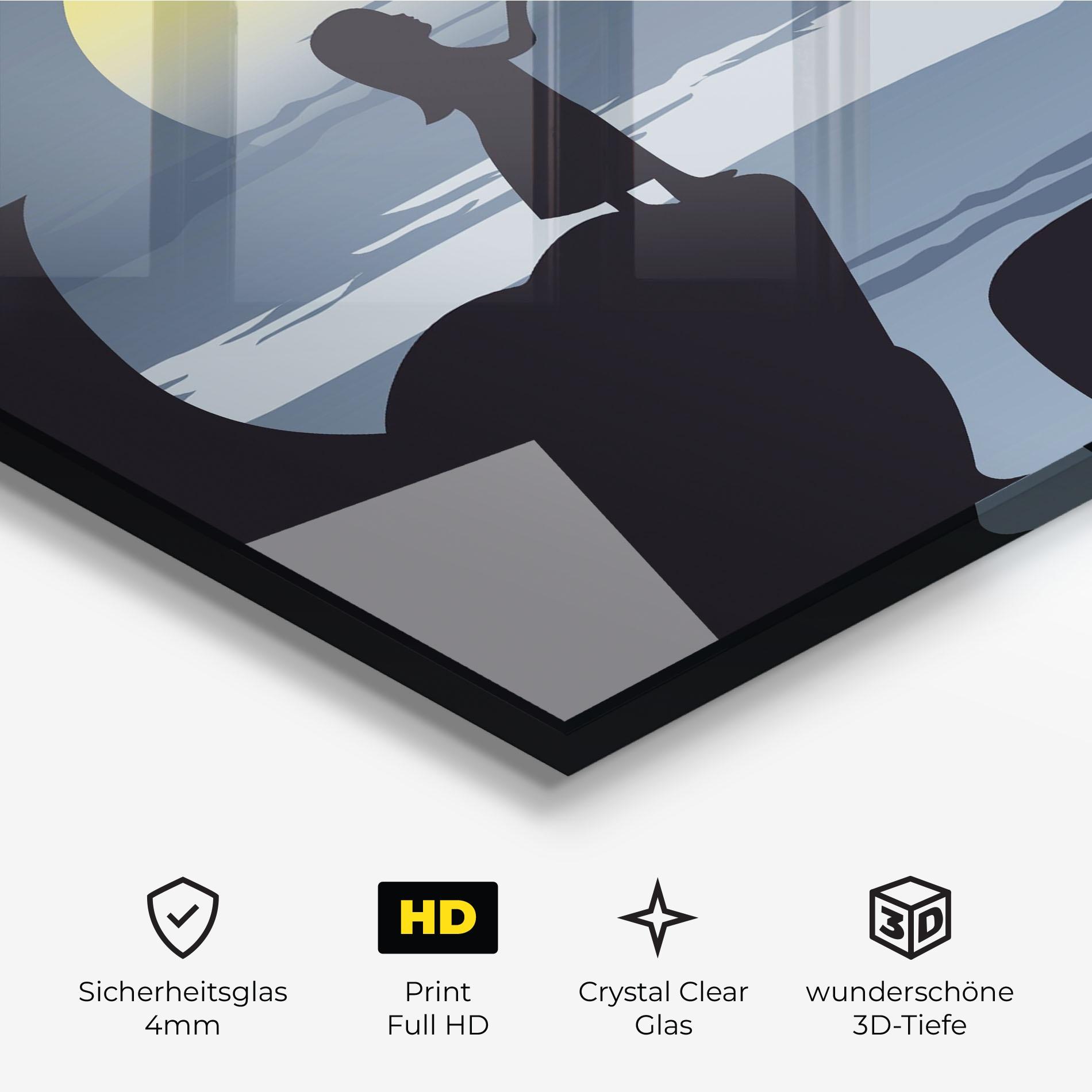 Glasbild Little Girl Birds mockup 3