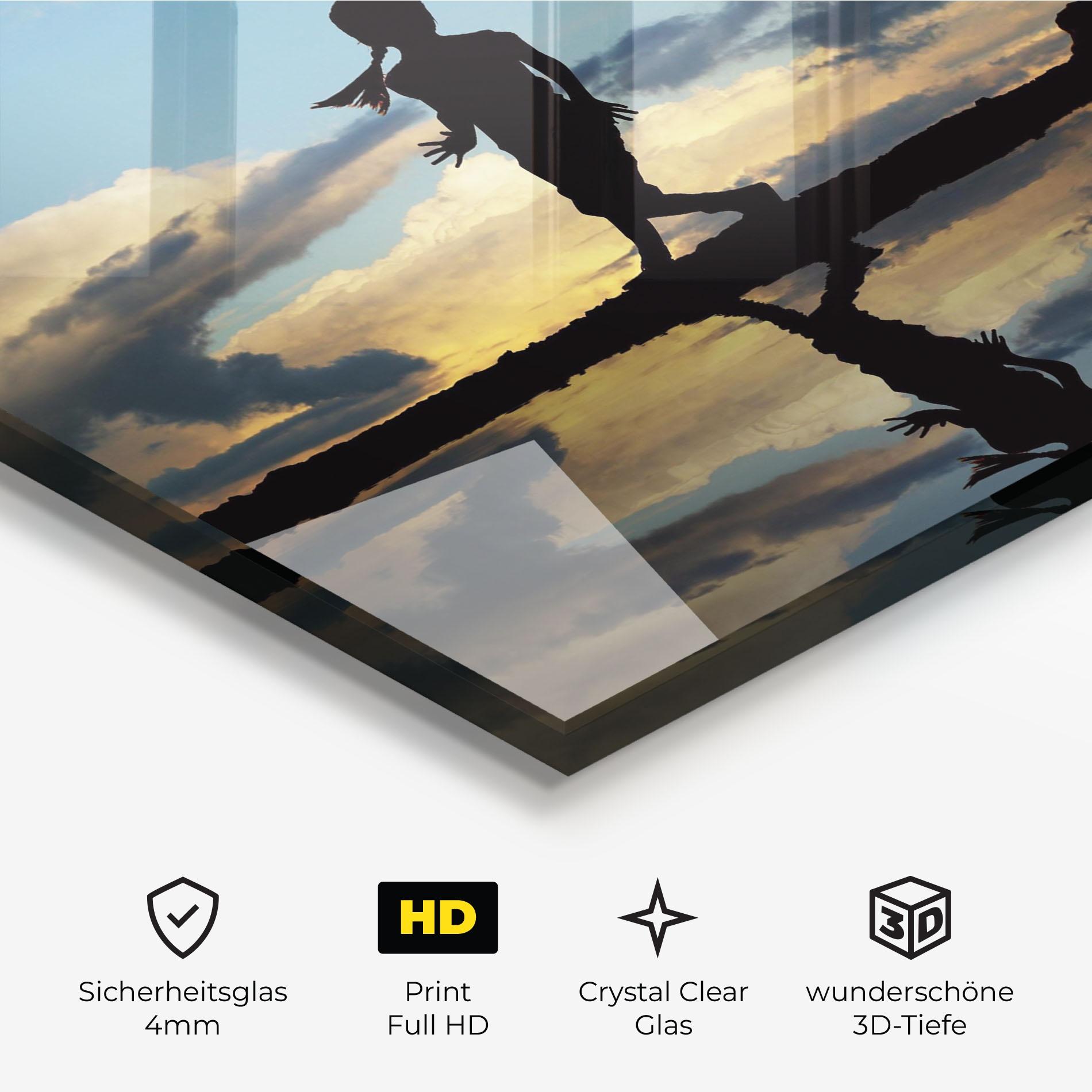 Glasbild Little Girl Jumping mockup 3