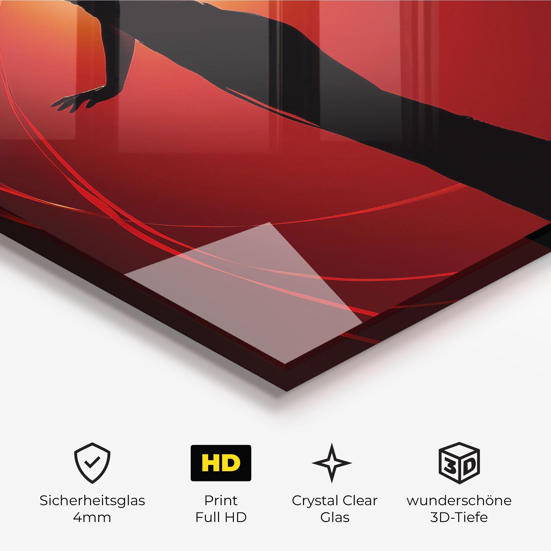 Glasbild Red Background Girl mockup 3