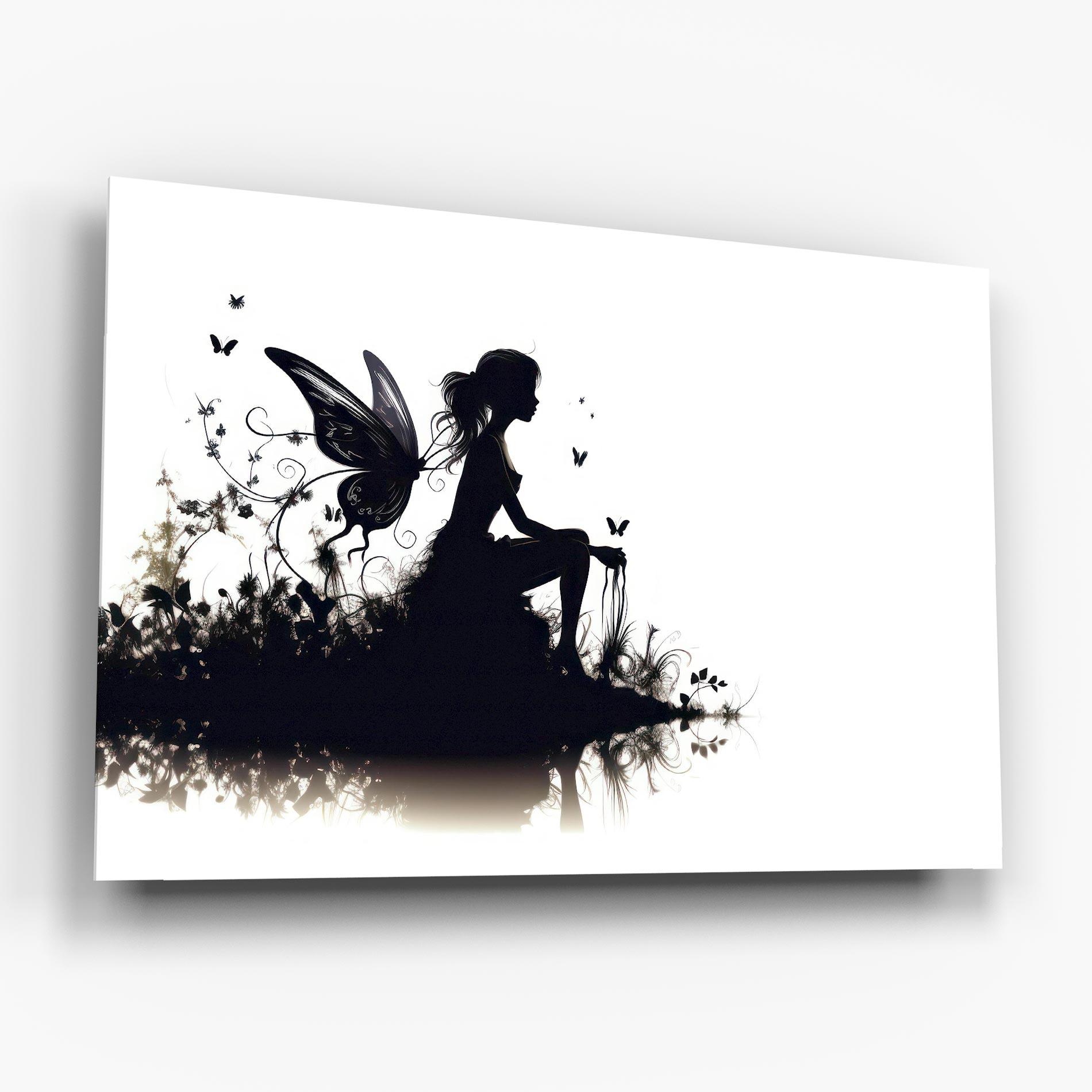 Glasbild Butterfly Woman Shilouette mockup 6