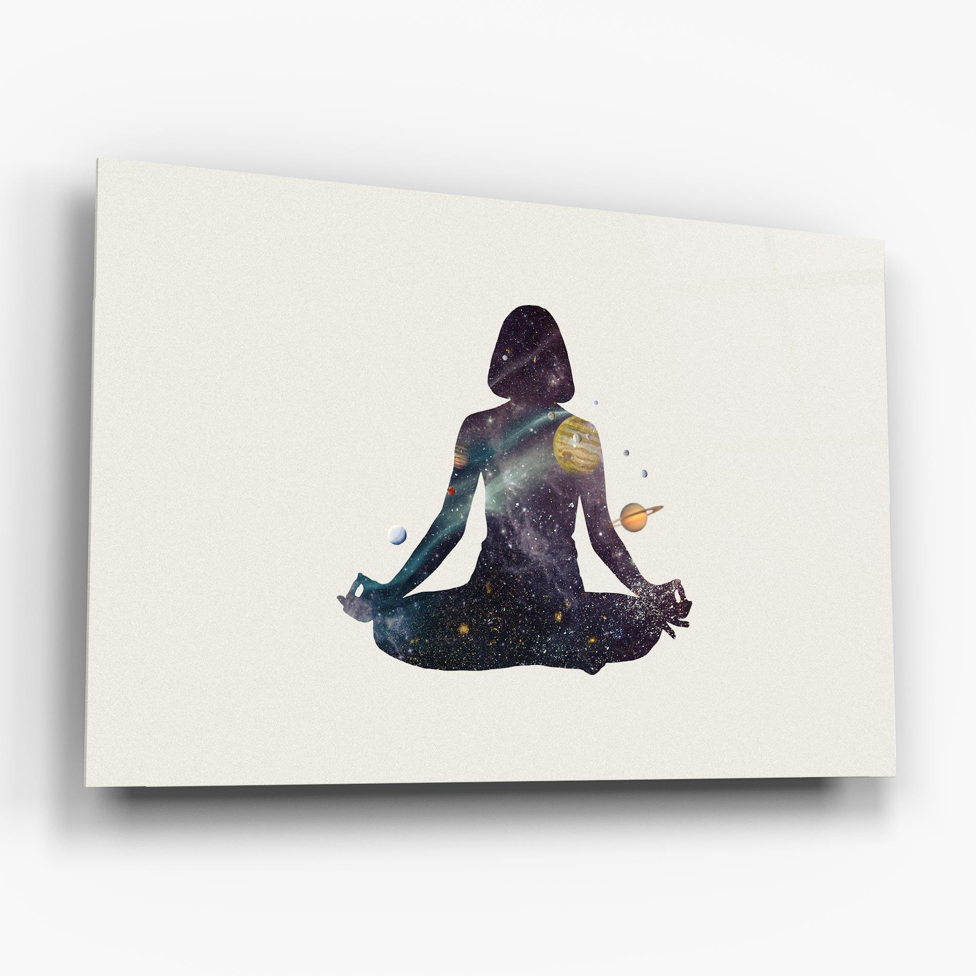 Glasbild Galaxy Woman Shilouette mockup 6