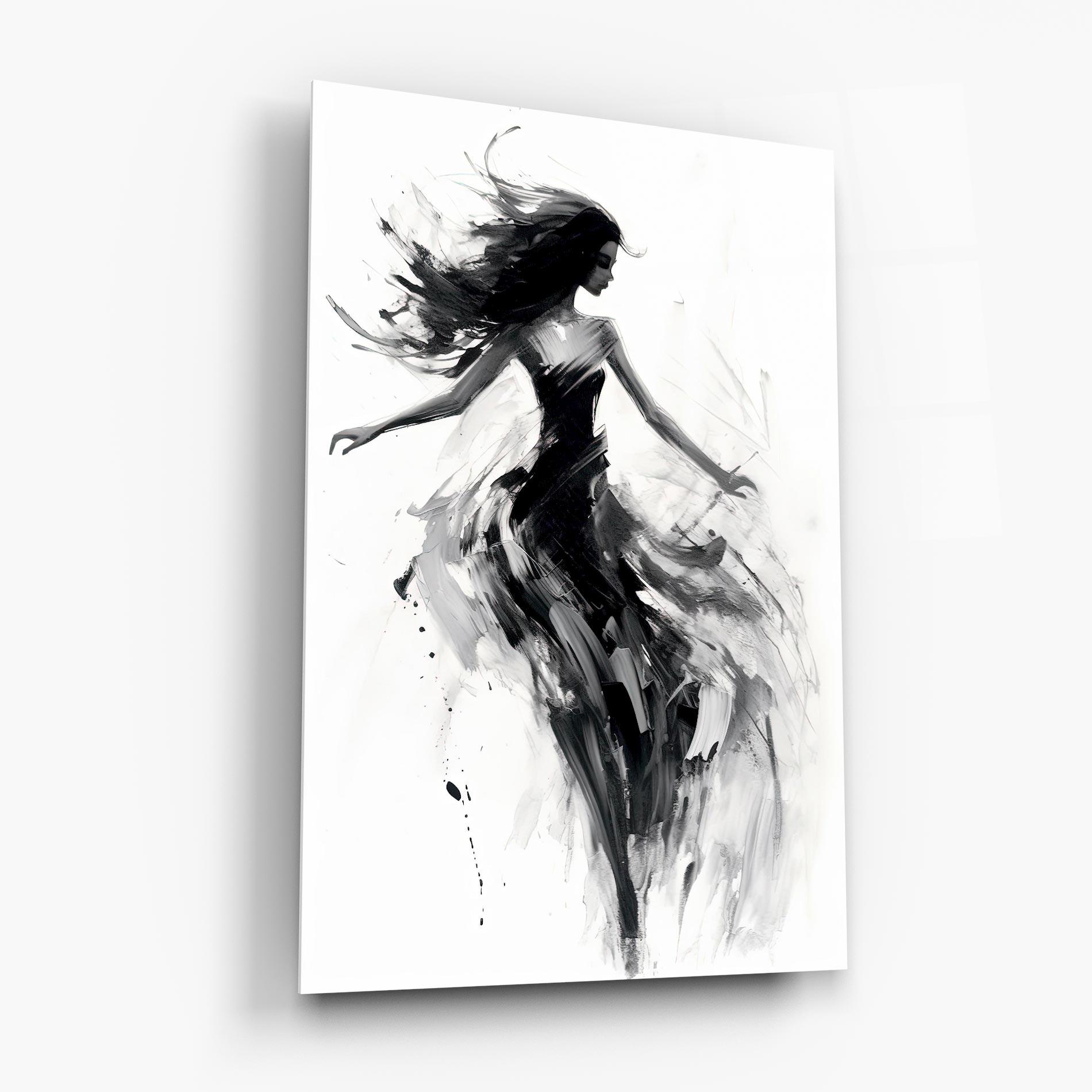 Glasbild Black Ink Woman mockup 6