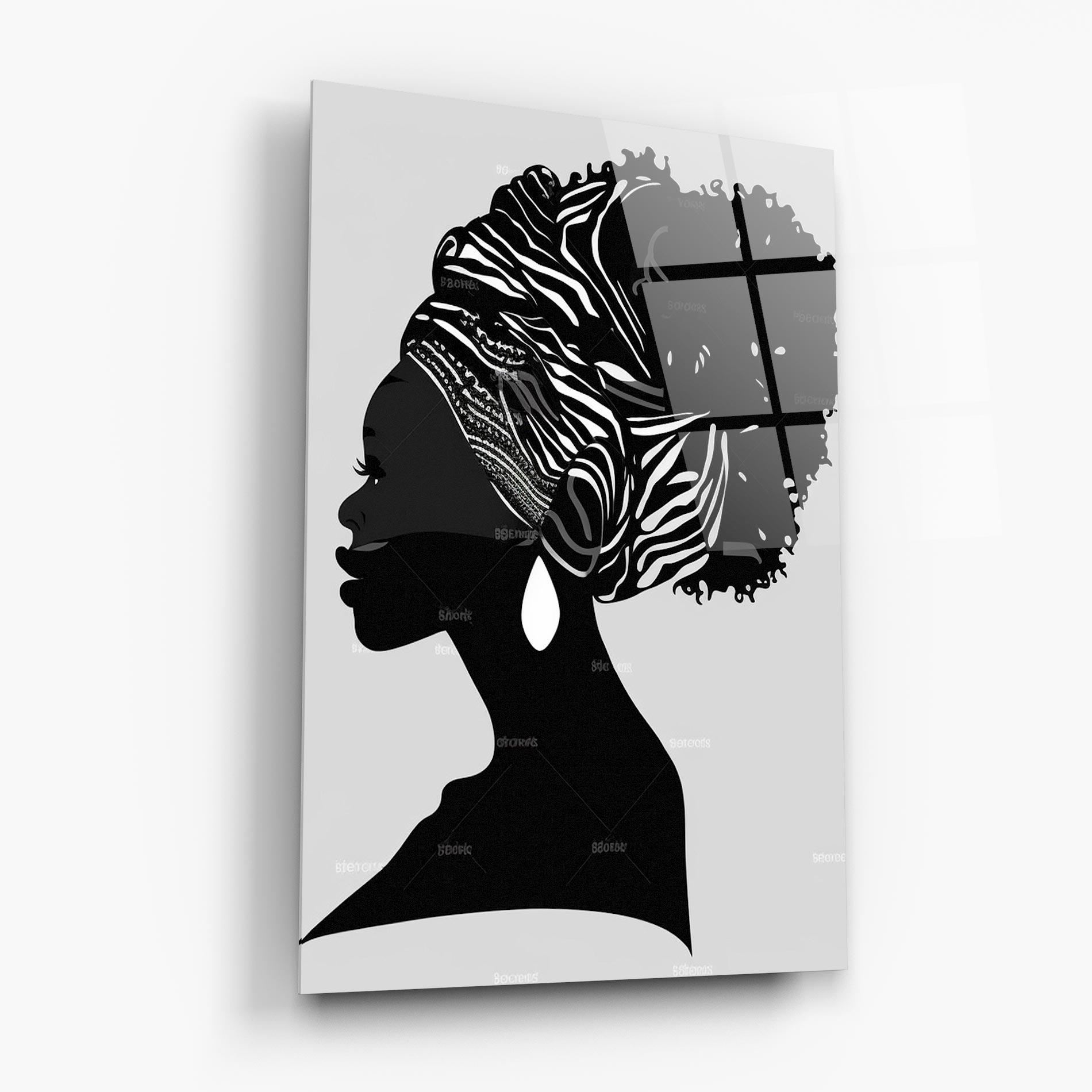 Glasbild Black Woman Silhouette mockup 6