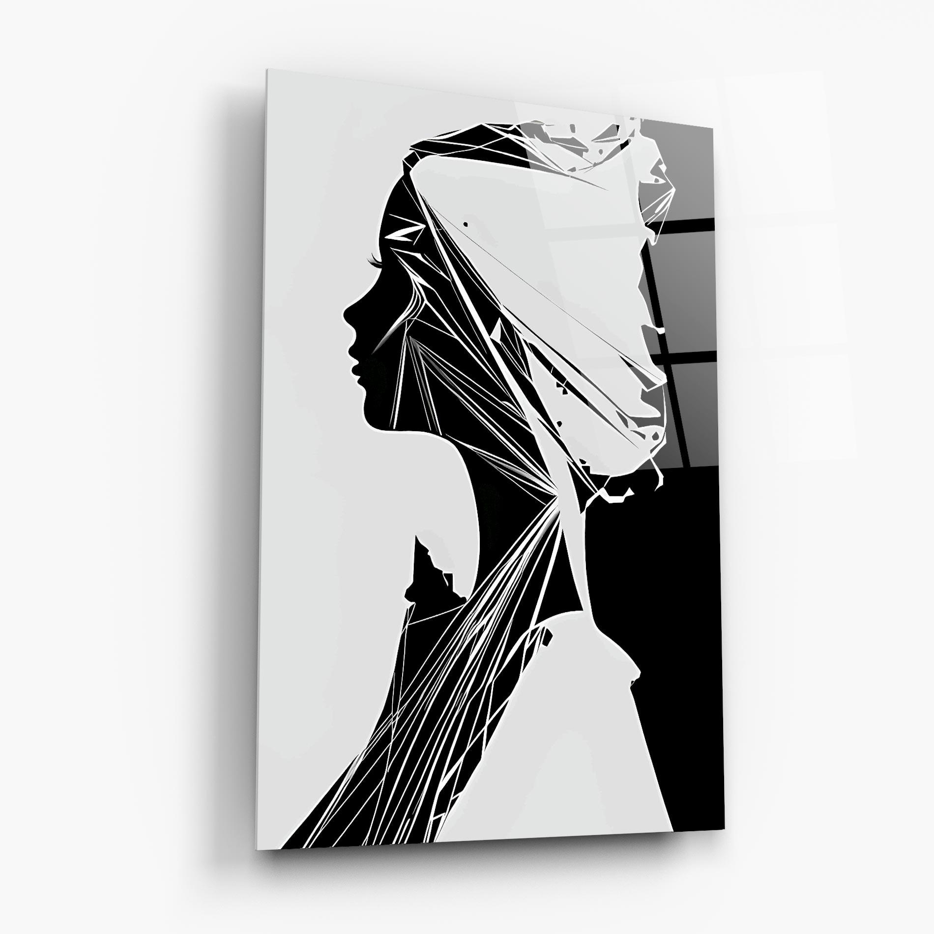 Glasbild Girl Shilouette Art mockup 6