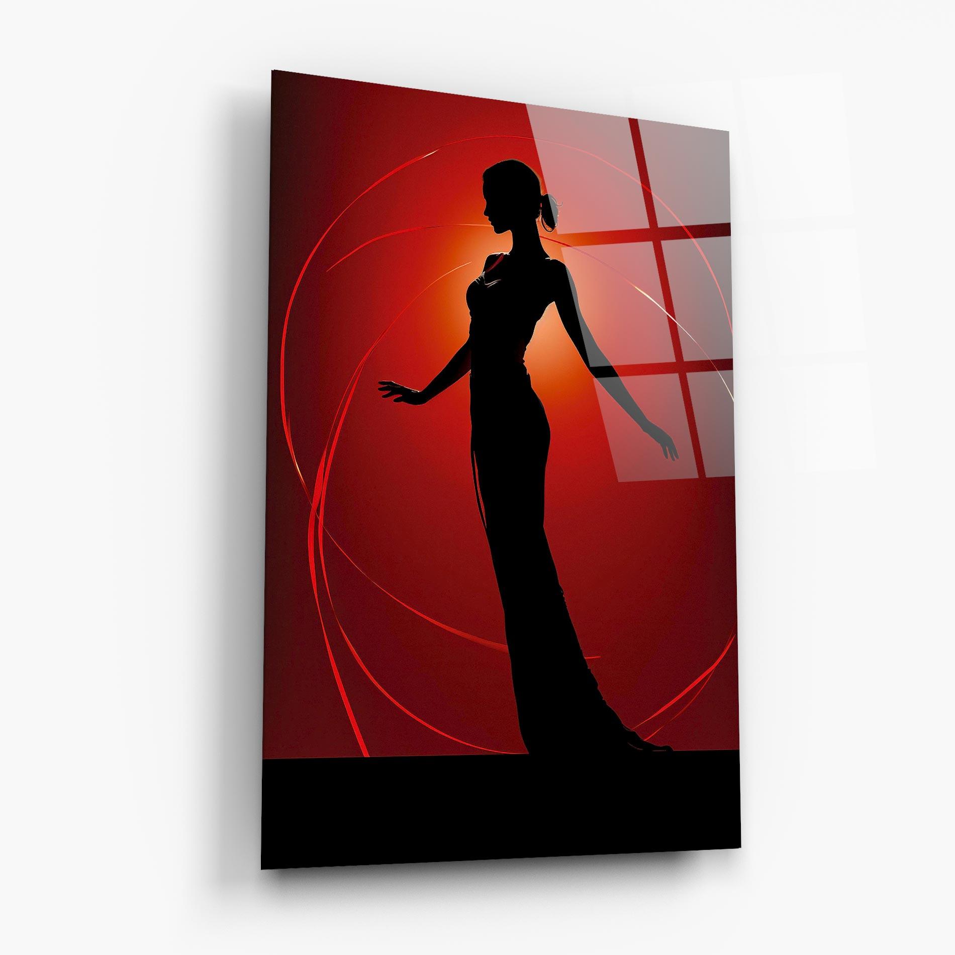 Glasbild Red Background Girl mockup 6