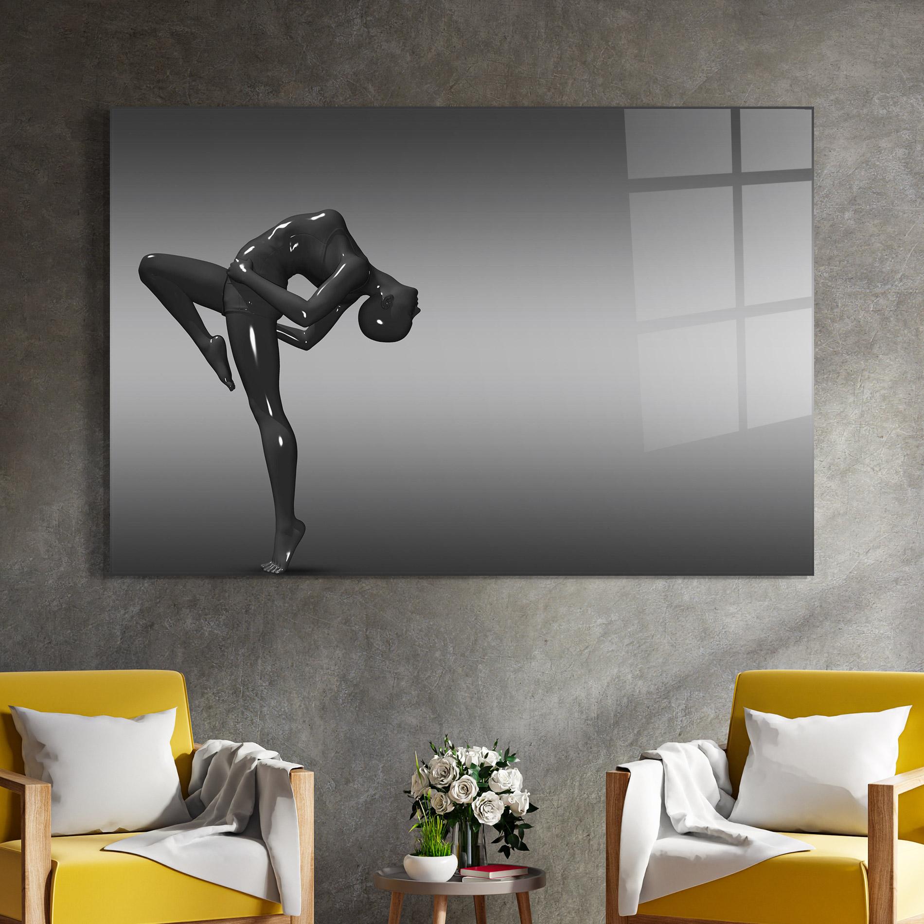 Glasbild Black Glossy Female Dancer mockup 4