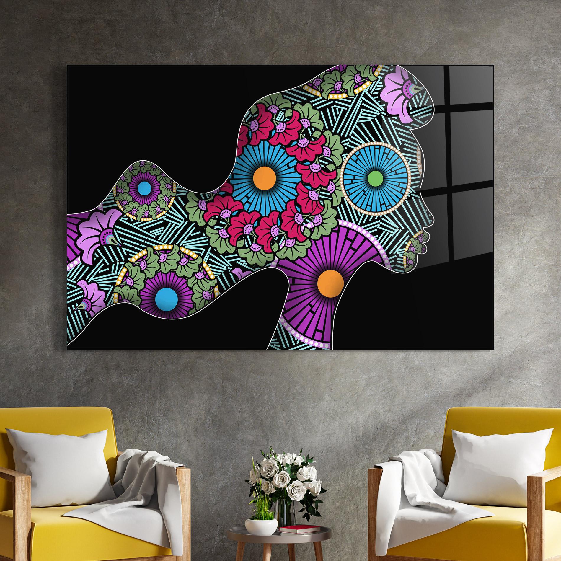 Glasbild Colorful Shilouette mockup 4