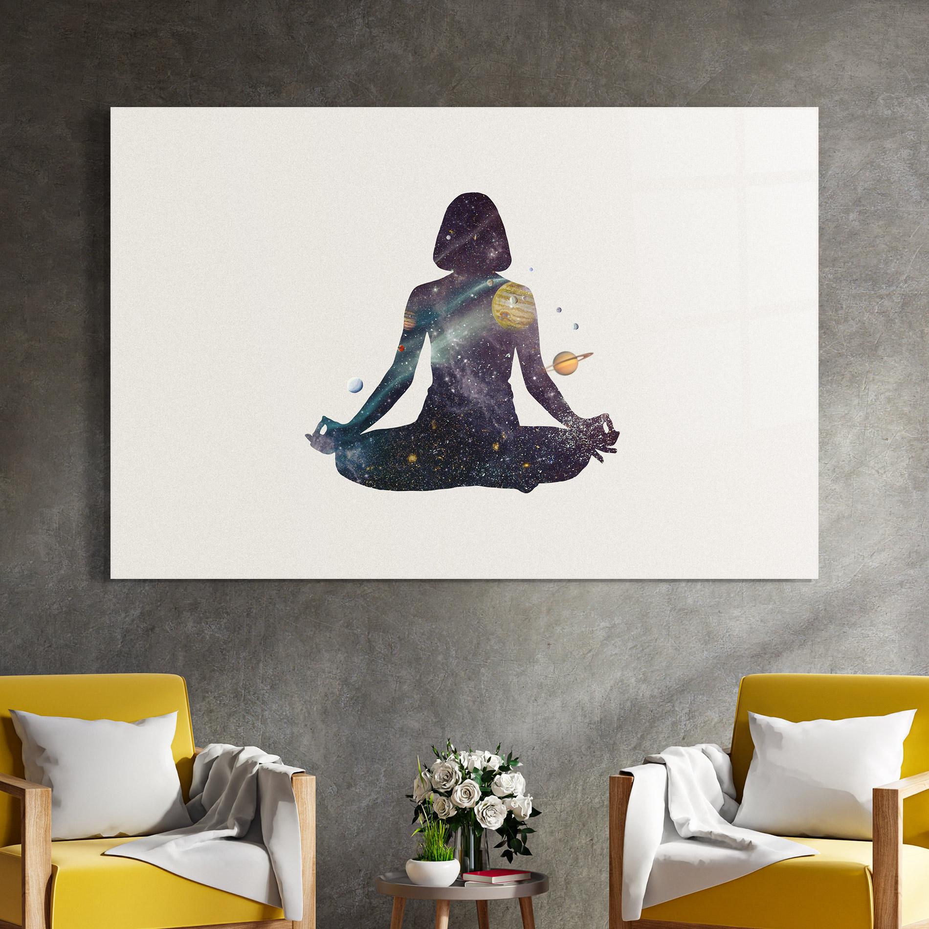 Glasbild Galaxy Woman Shilouette mockup 4
