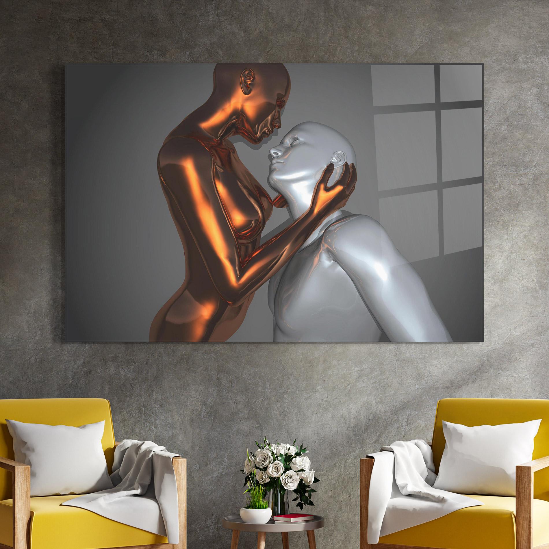 Glasbild Gold Silver Couple mockup 4