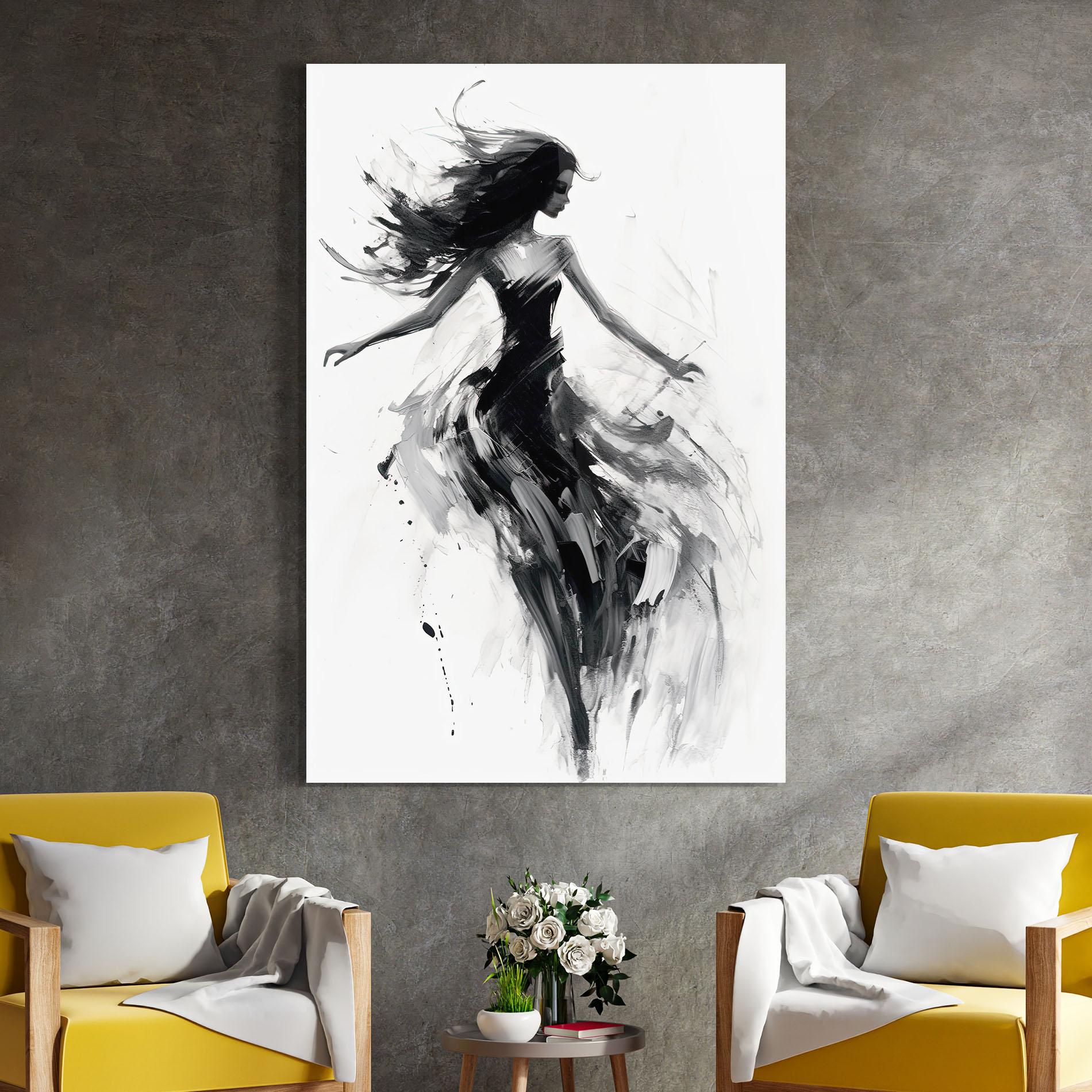 Glasbild Black Ink Woman mockup 4