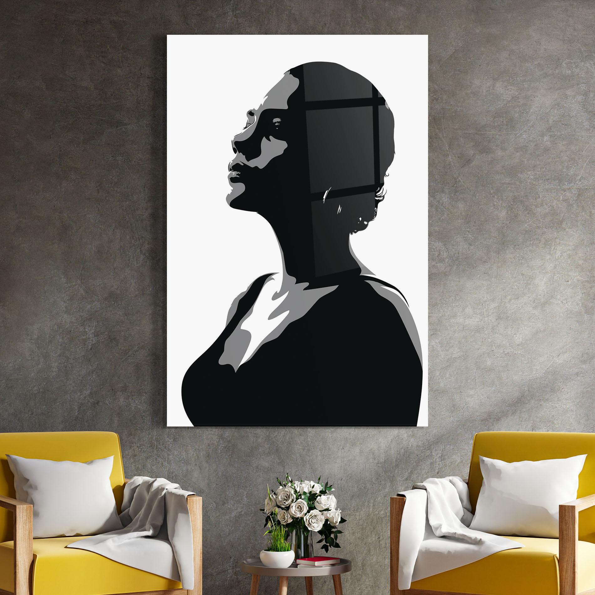 Glasbild Black Woman Shilouette mockup 4
