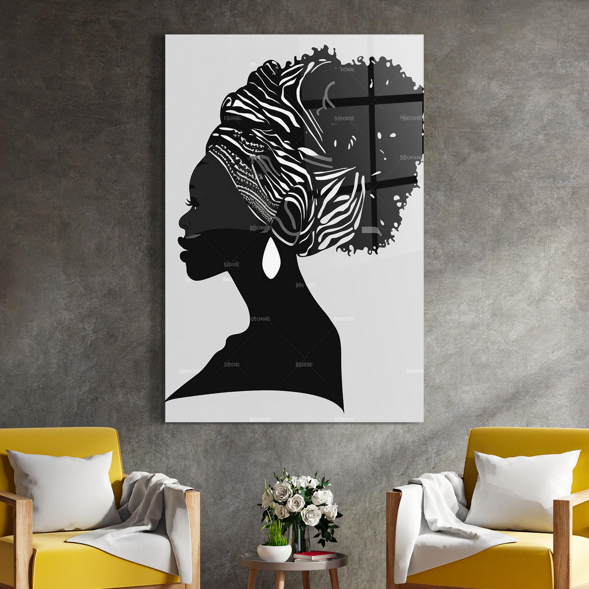 Glasbild Black Woman Silhouette mockup 4