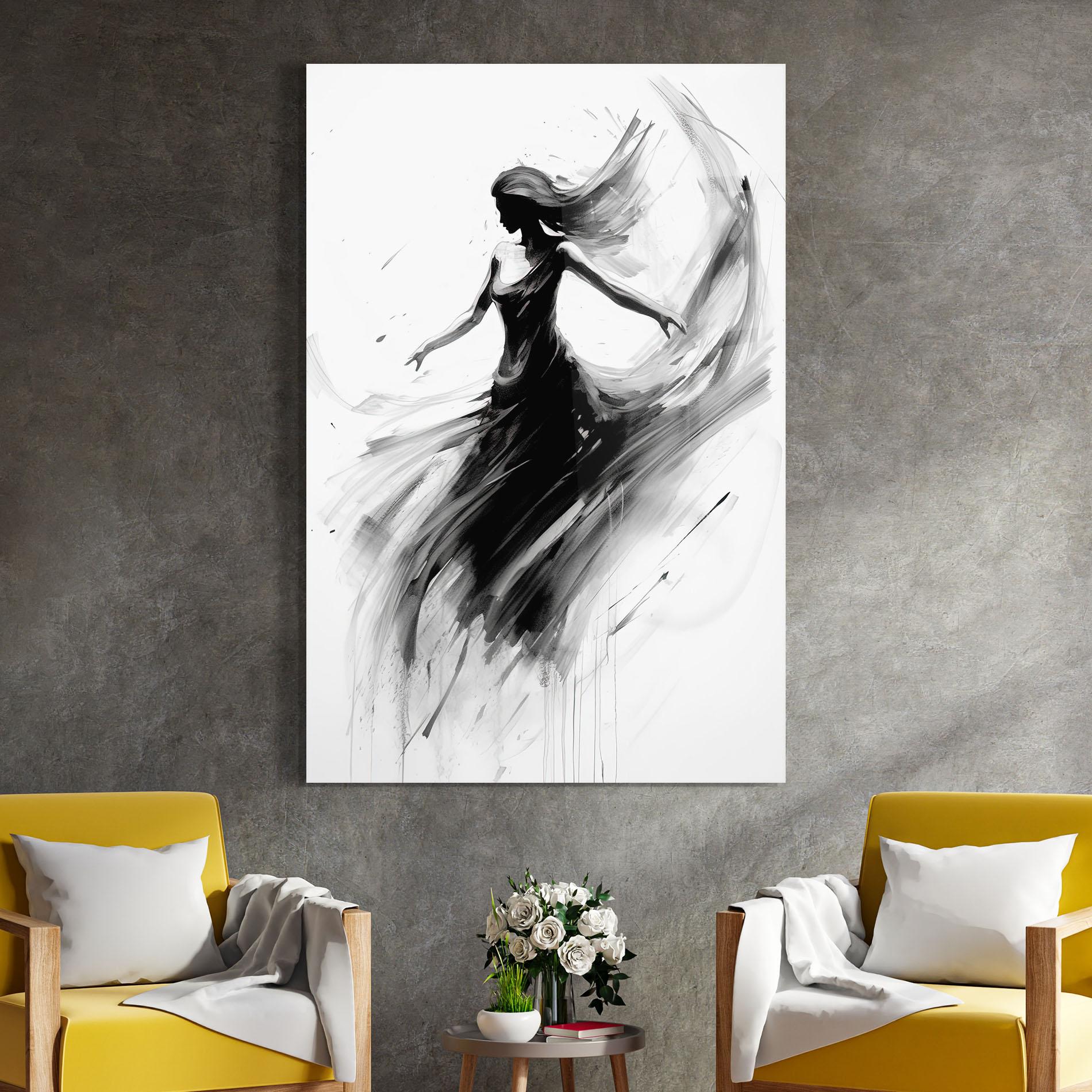 Glasbild Dancing Woman Drawn mockup 4
