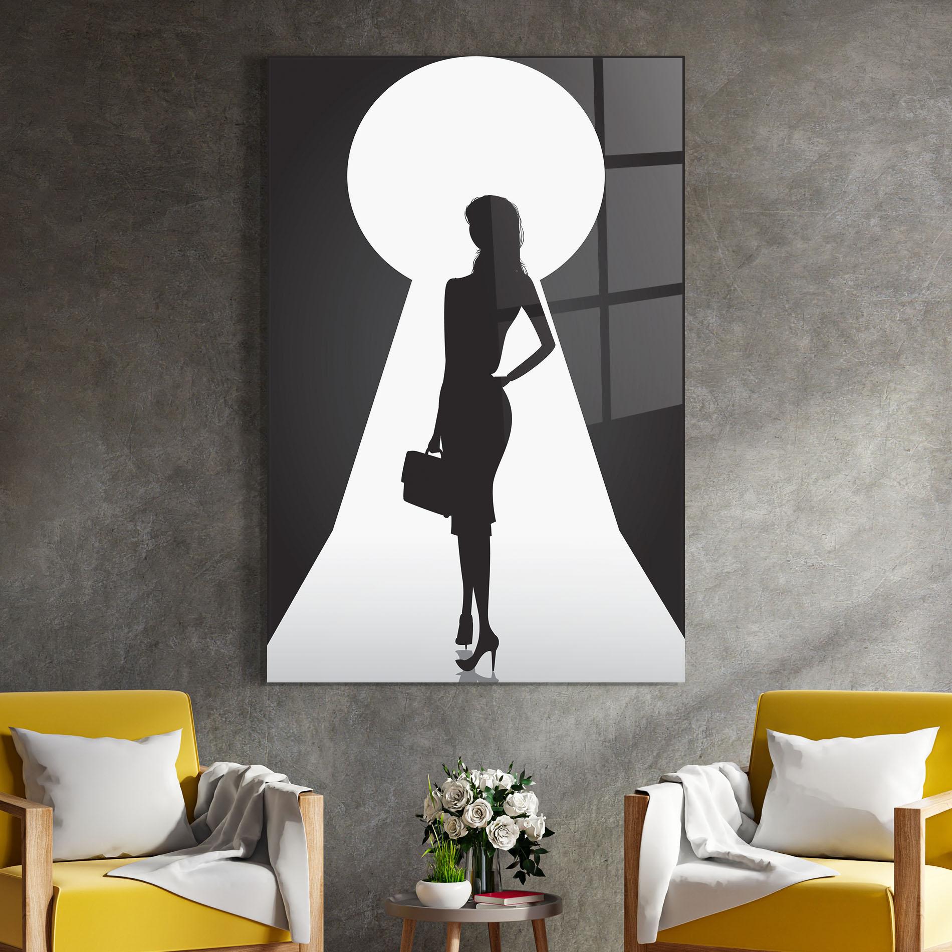 Glasbild Girl Door mockup 4