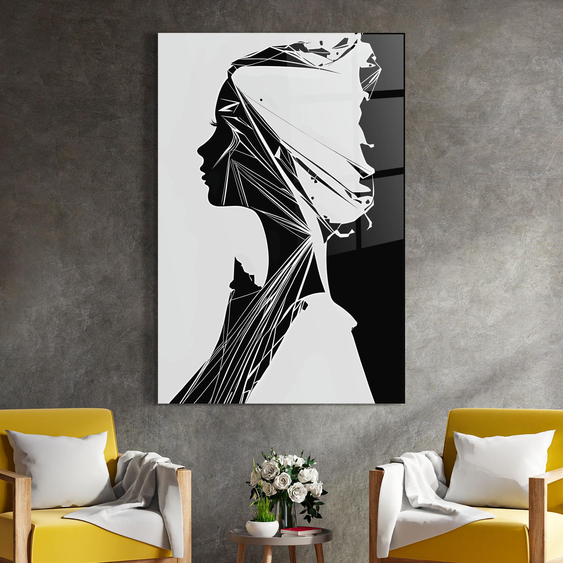 Glasbild Girl Shilouette Art mockup 4