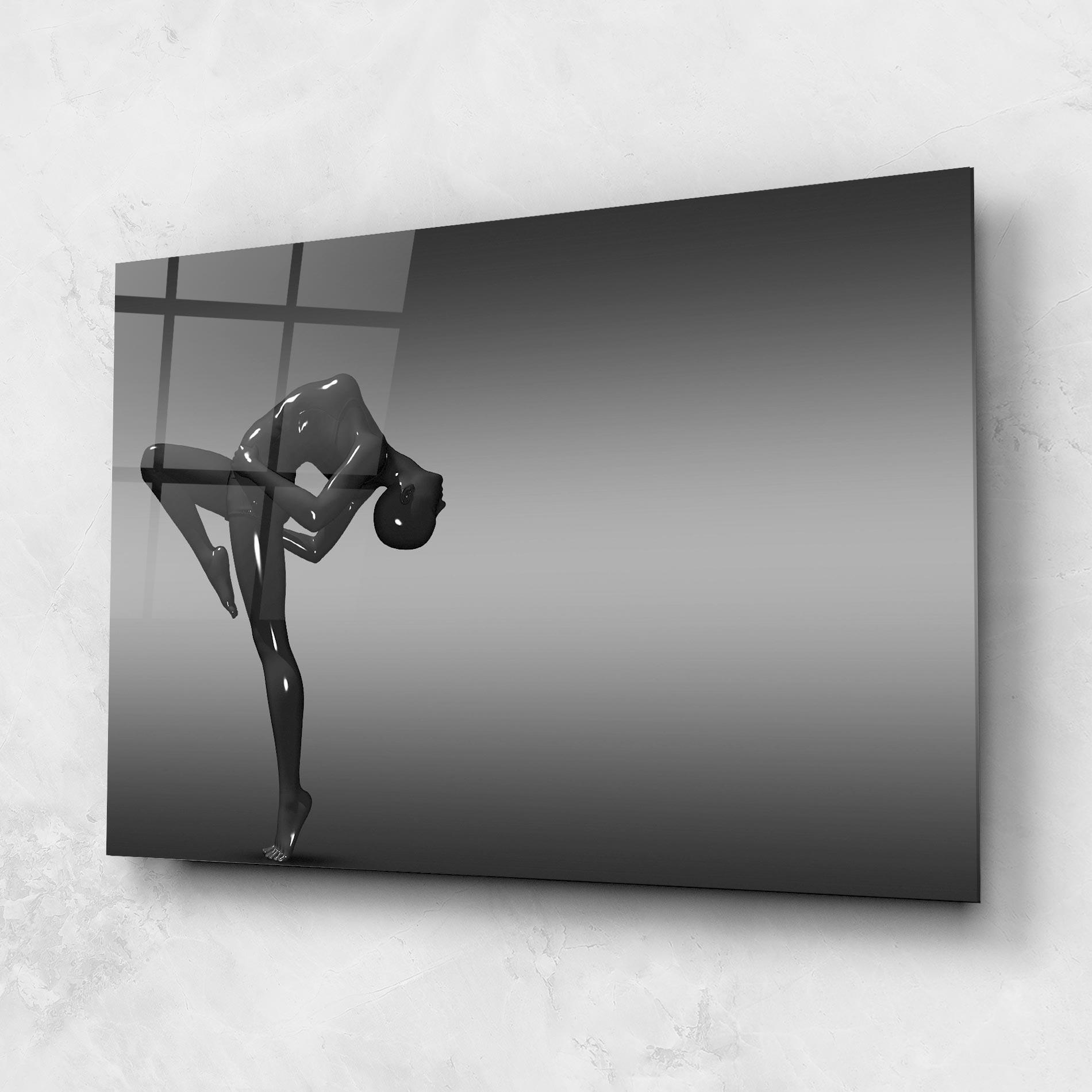 Glasbild Black Glossy Female Dancer mockup 1