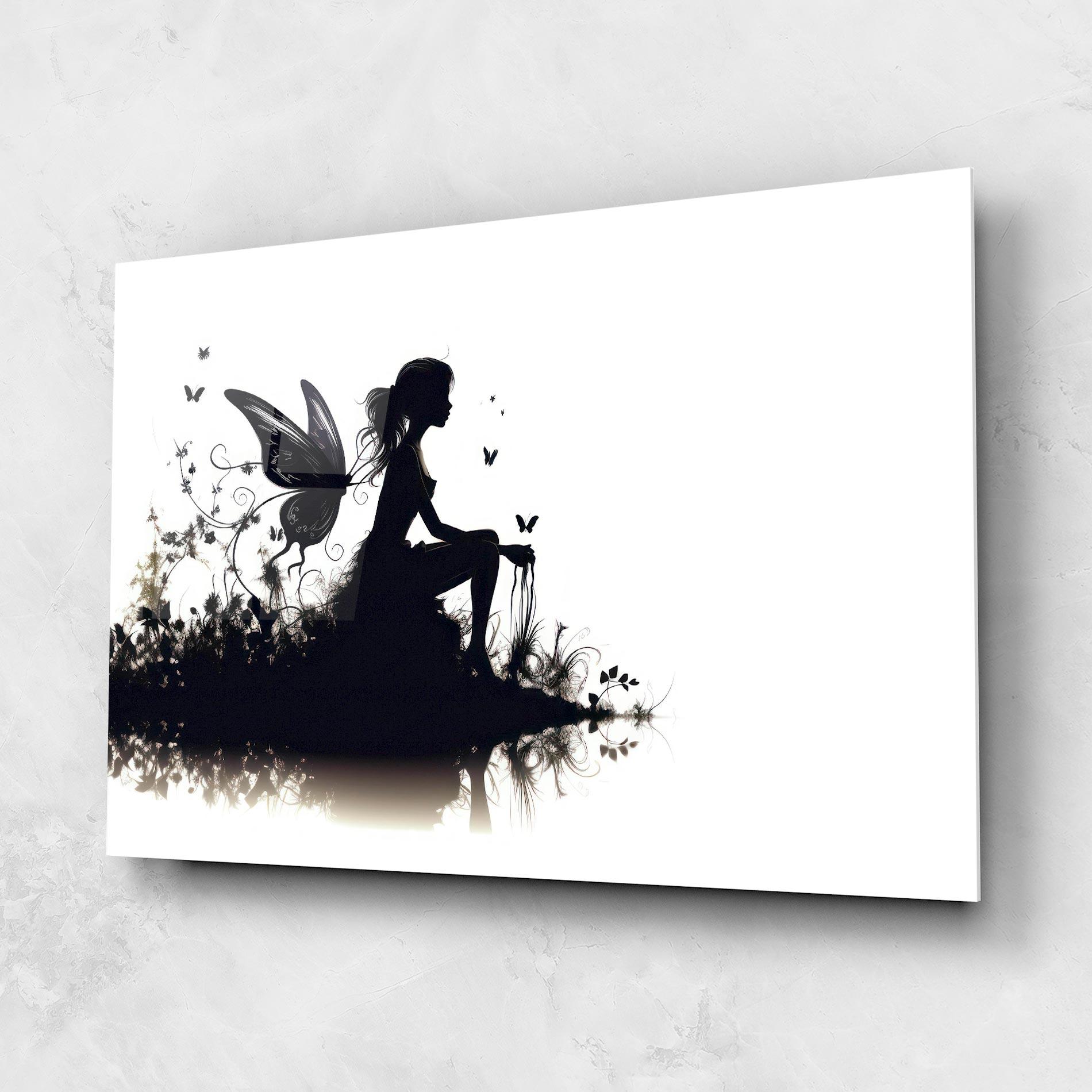 Glasbild Butterfly Woman Shilouette mockup 1