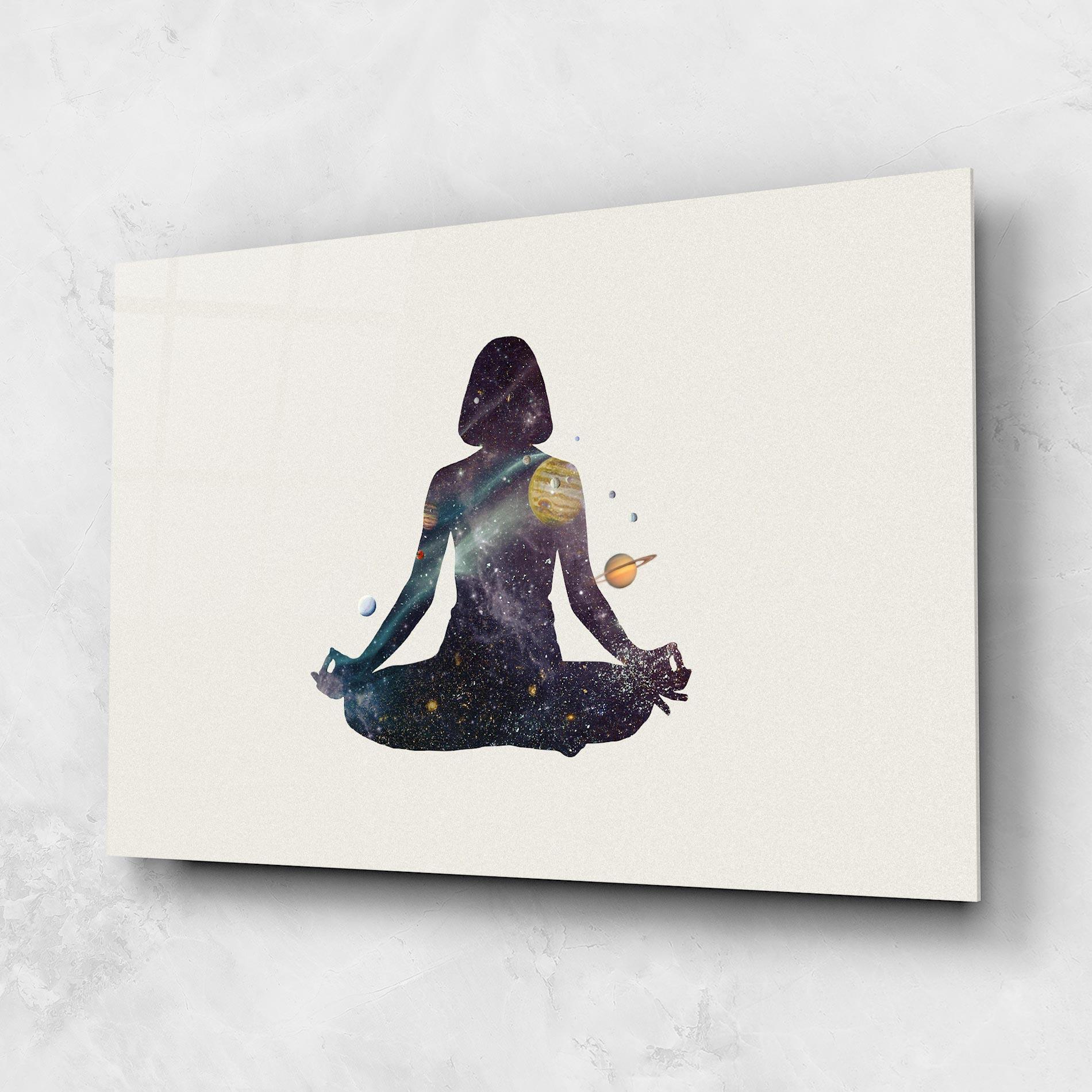 Glasbild Galaxy Woman Shilouette mockup 1