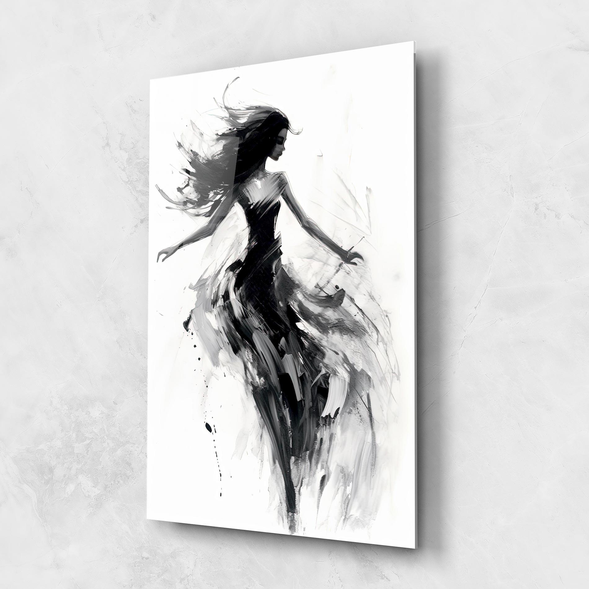 Glasbild Black Ink Woman mockup 1