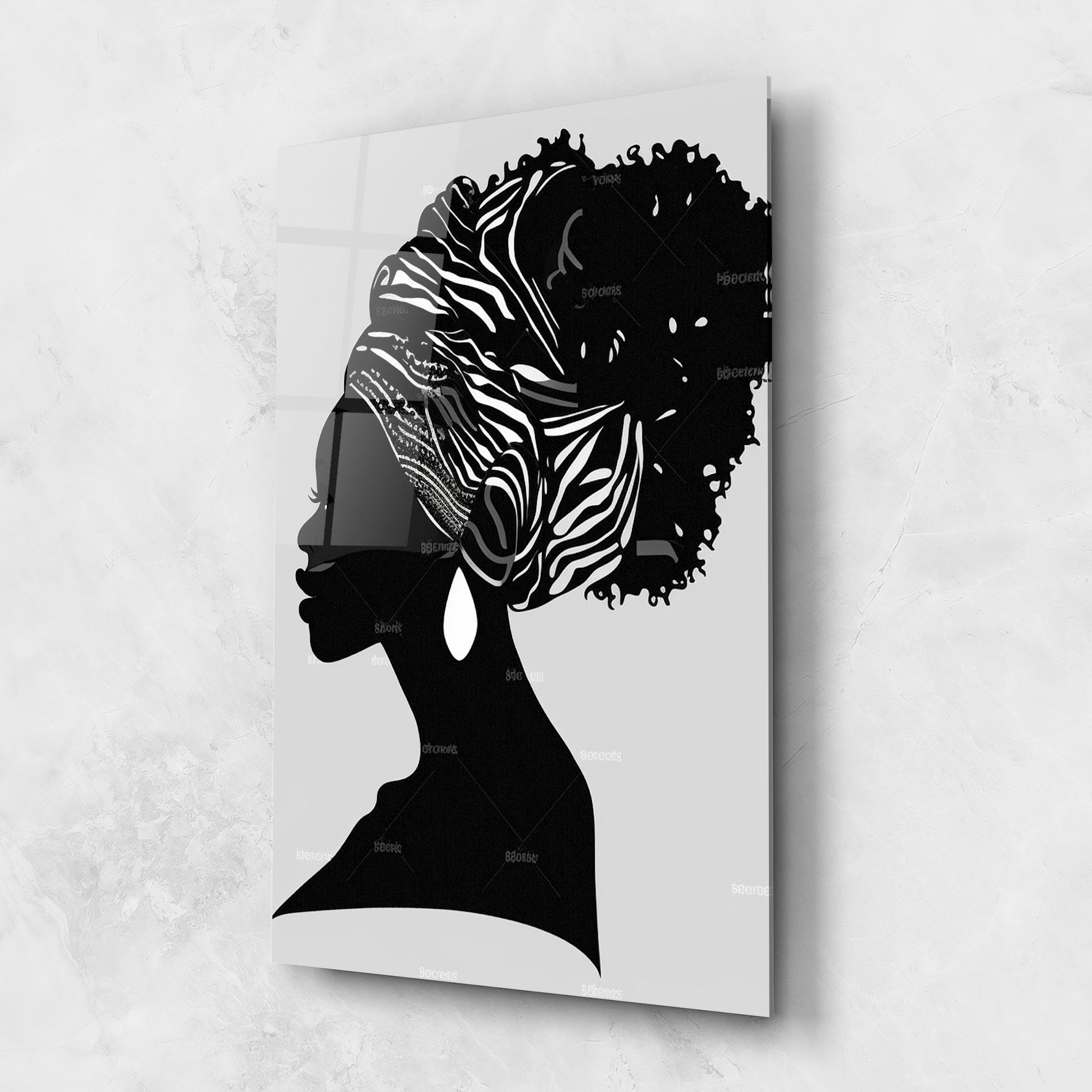 Glasbild Black Woman Silhouette mockup 1