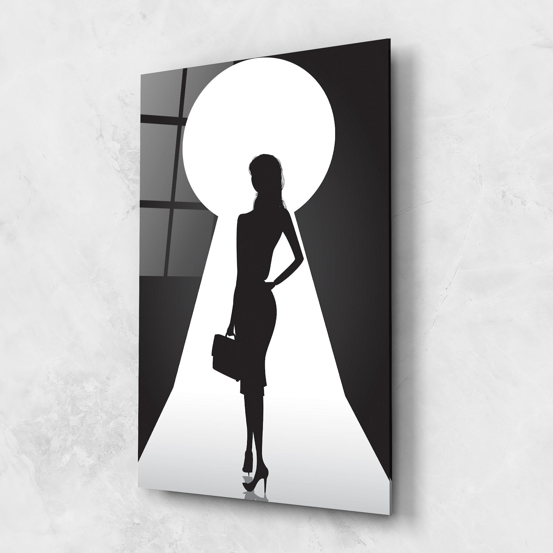 Glasbild Girl Door mockup 1