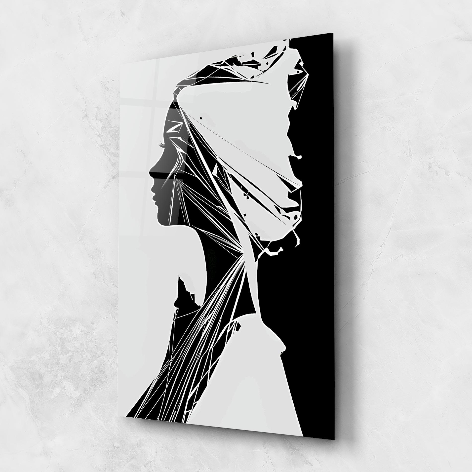 Glasbild Girl Shilouette Art mockup 1