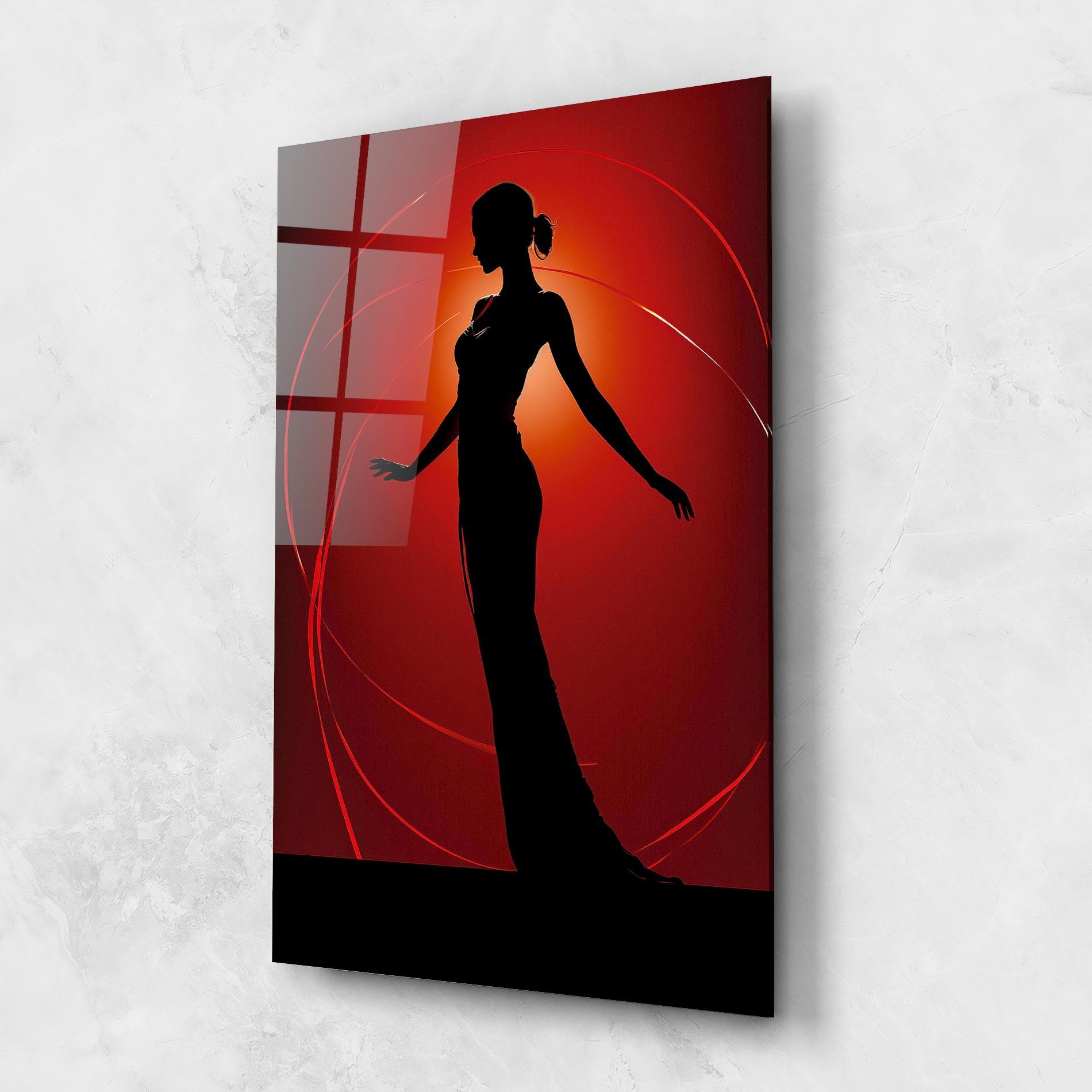 Glasbild Red Background Girl mockup 1