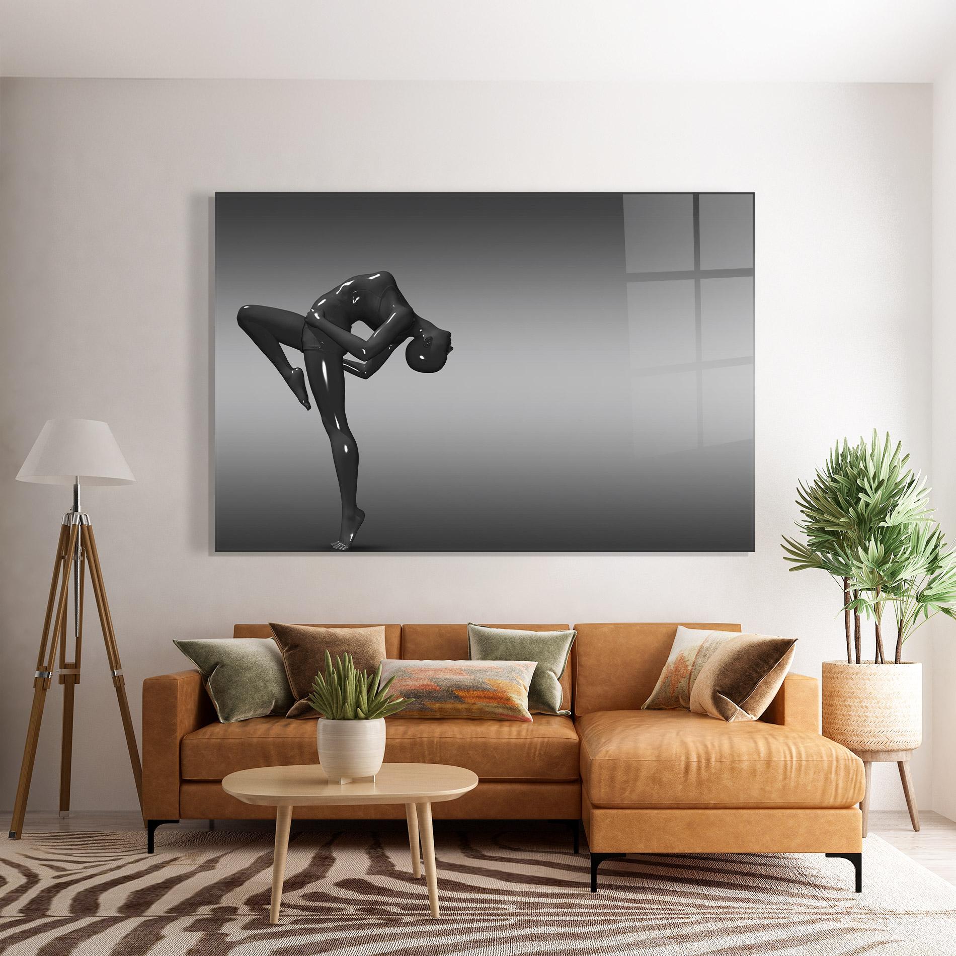 Glasbild Black Glossy Female Dancer mockup 7