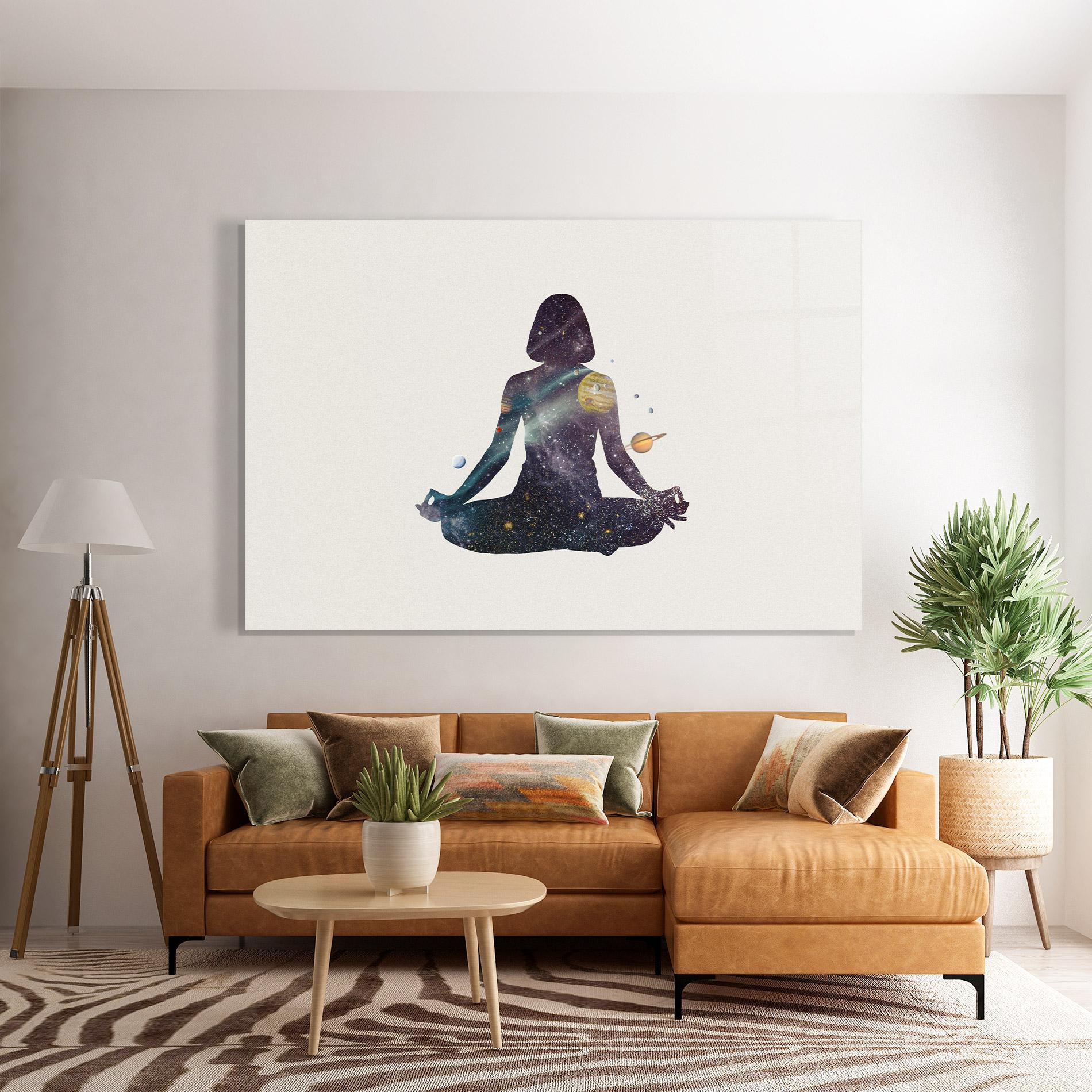 Glasbild Galaxy Woman Shilouette mockup 7