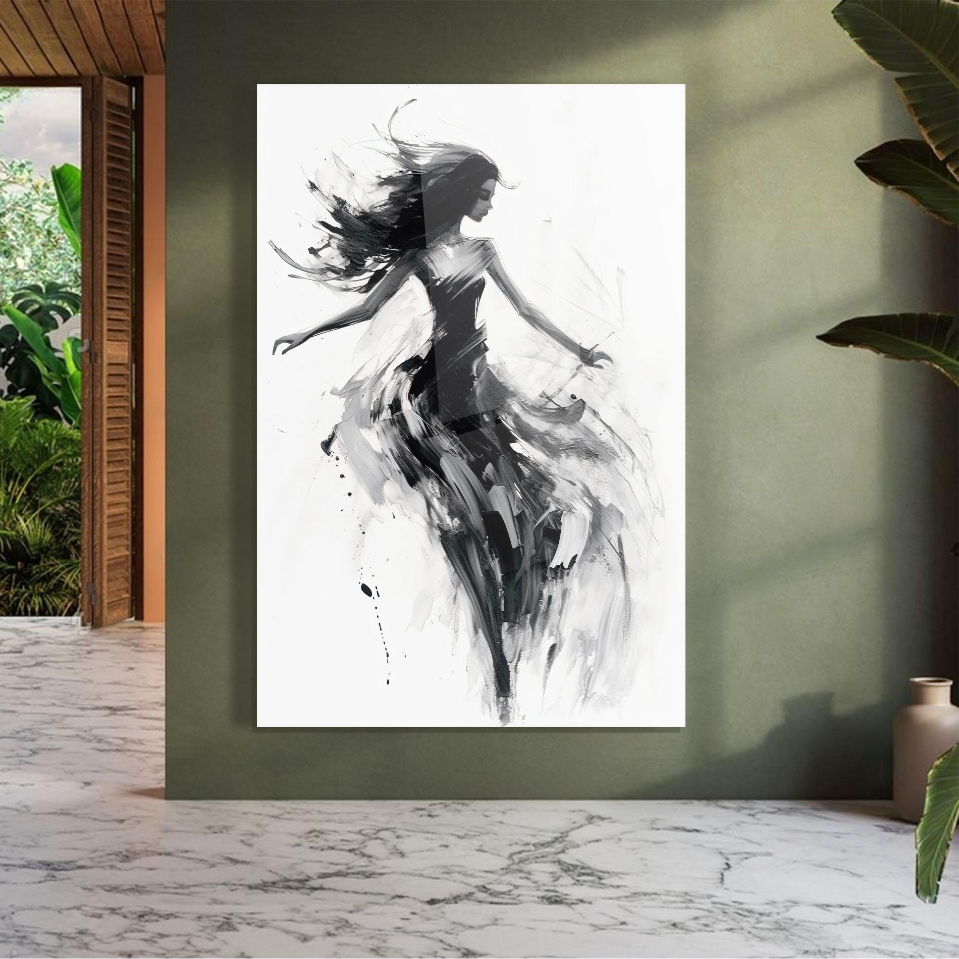 Glasbild Black Ink Woman mockup 7