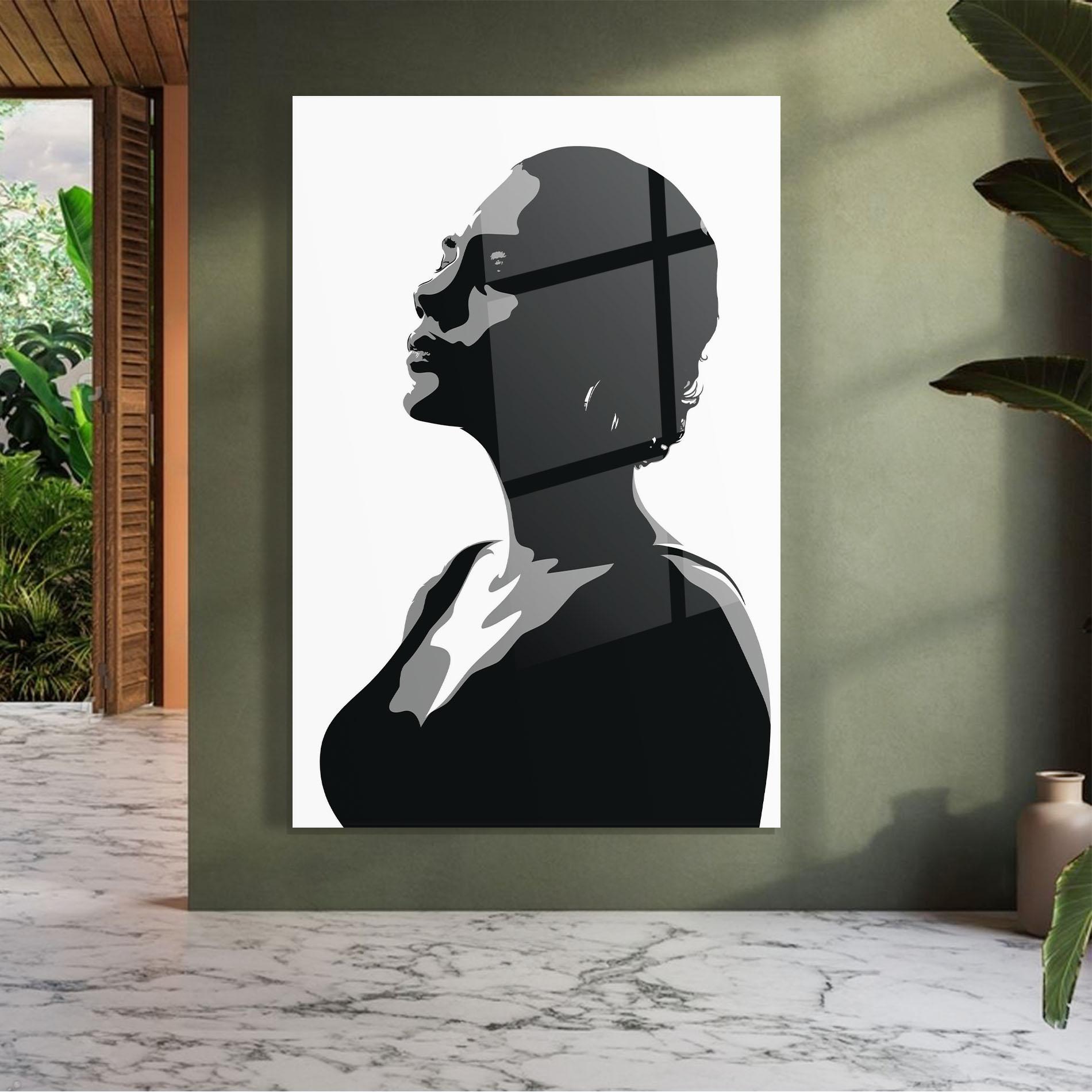 Glasbild Black Woman Shilouette mockup 7