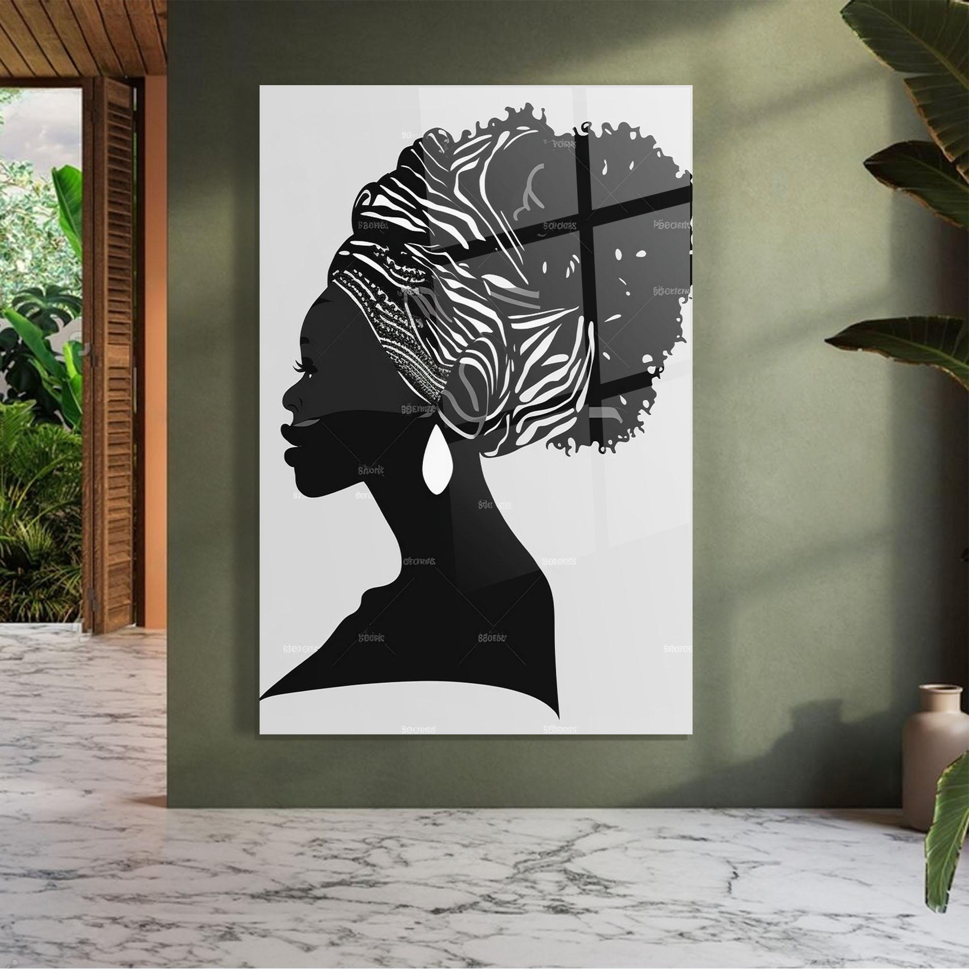 Glasbild Black Woman Silhouette mockup 7
