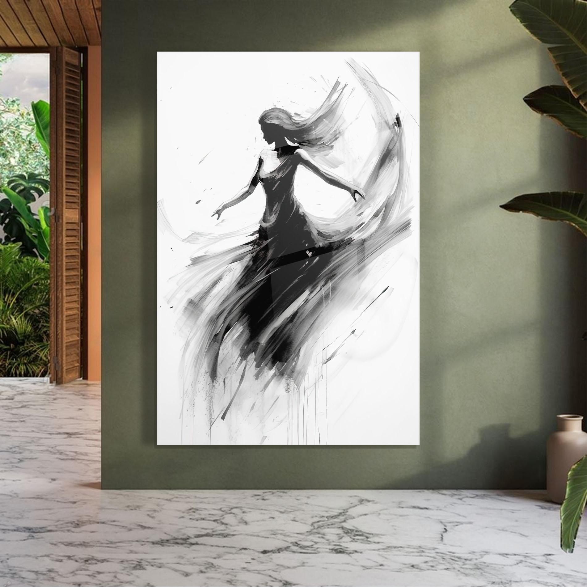 Glasbild Dancing Woman Drawn mockup 7