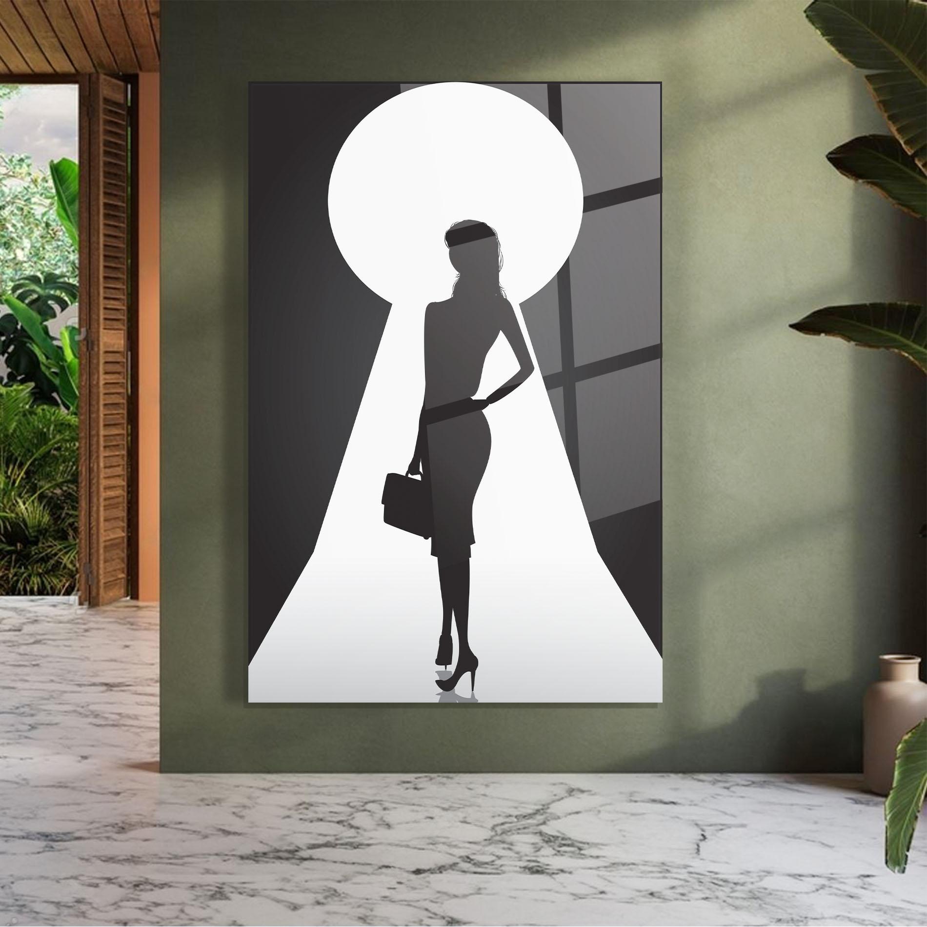 Glasbild Girl Door mockup 7