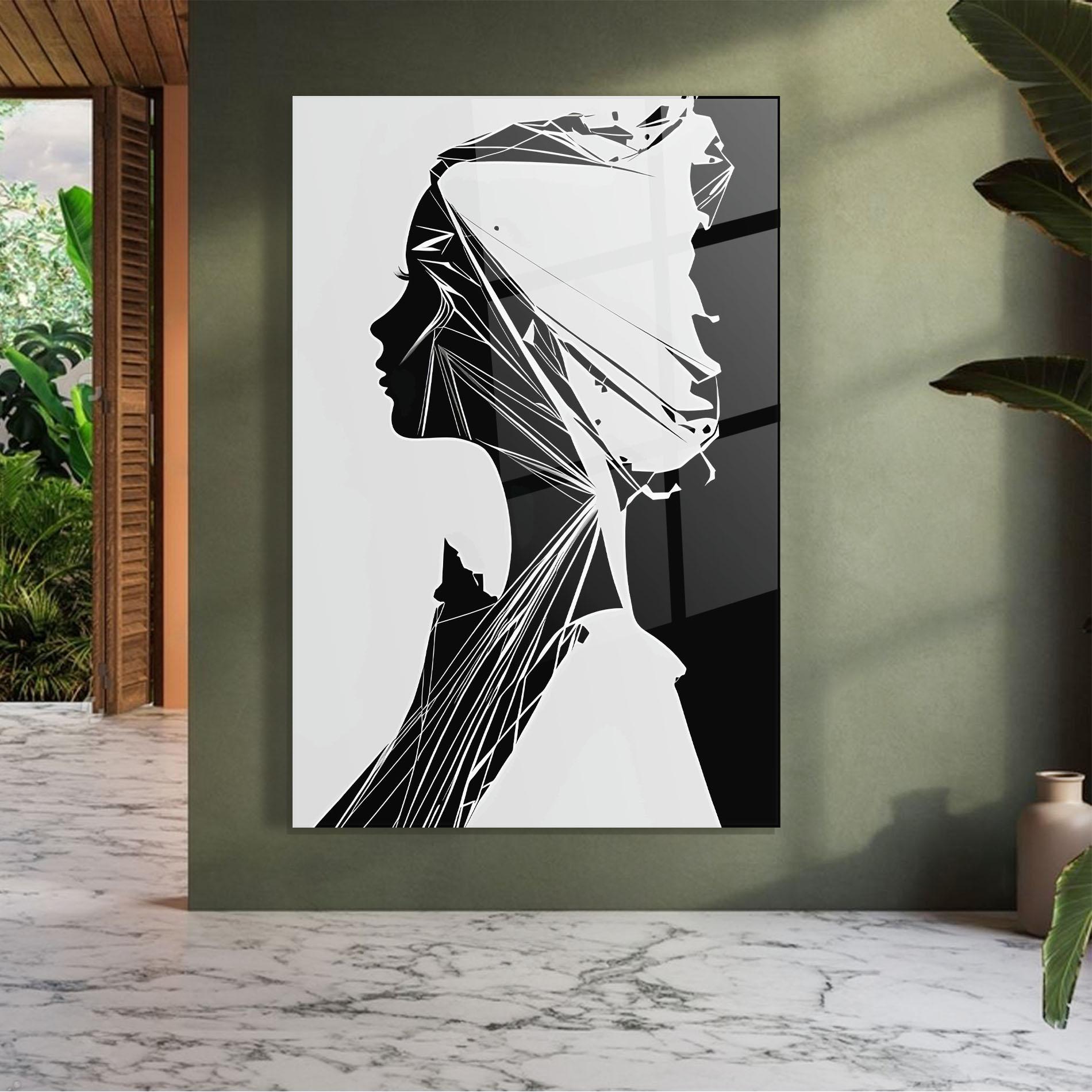 Glasbild Girl Shilouette Art mockup 7