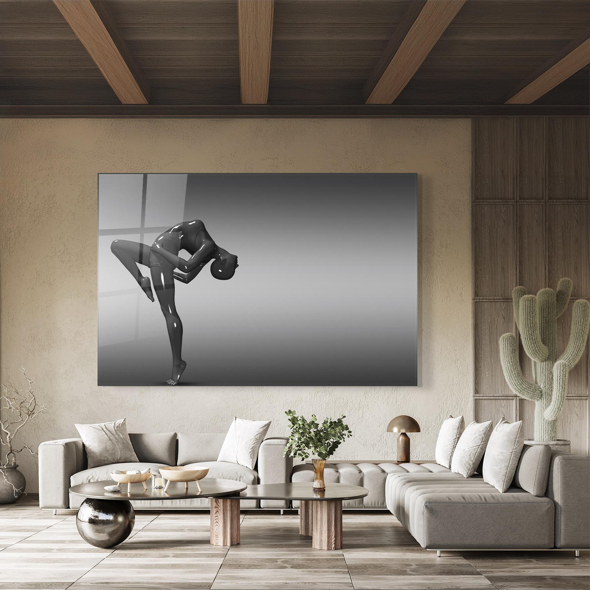 Glasbild Black Glossy Female Dancer mockup 8