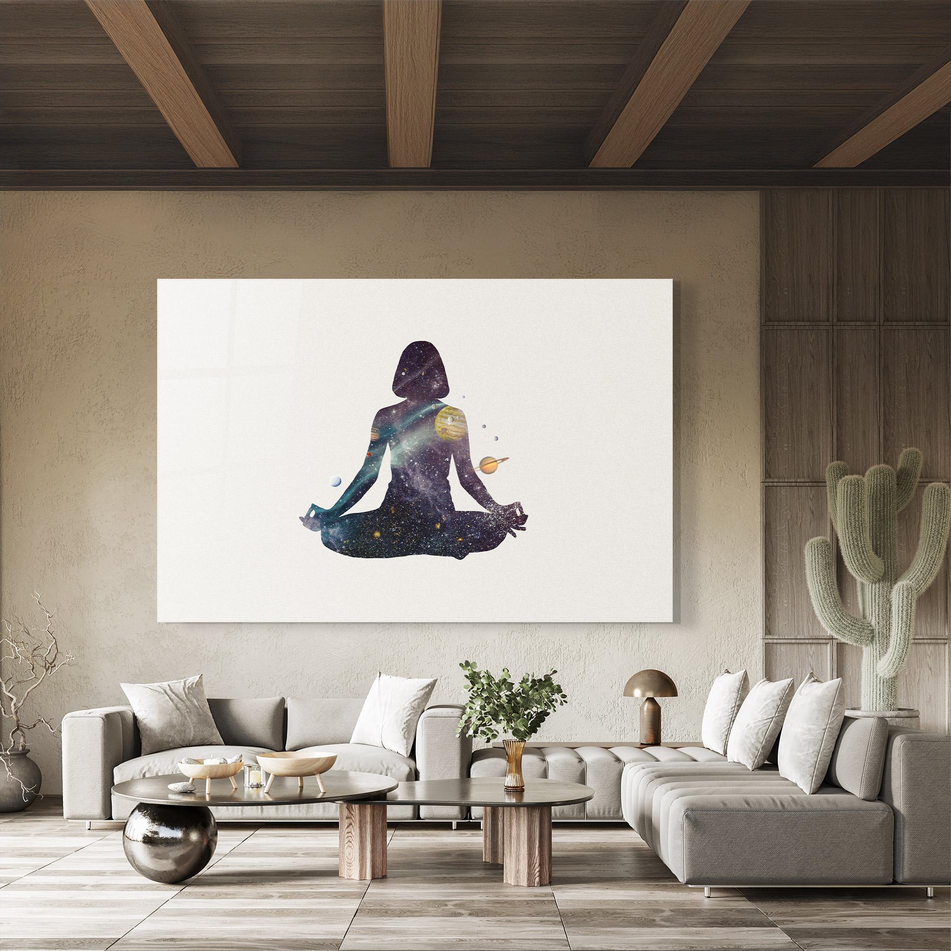 Glasbild Galaxy Woman Shilouette mockup 8