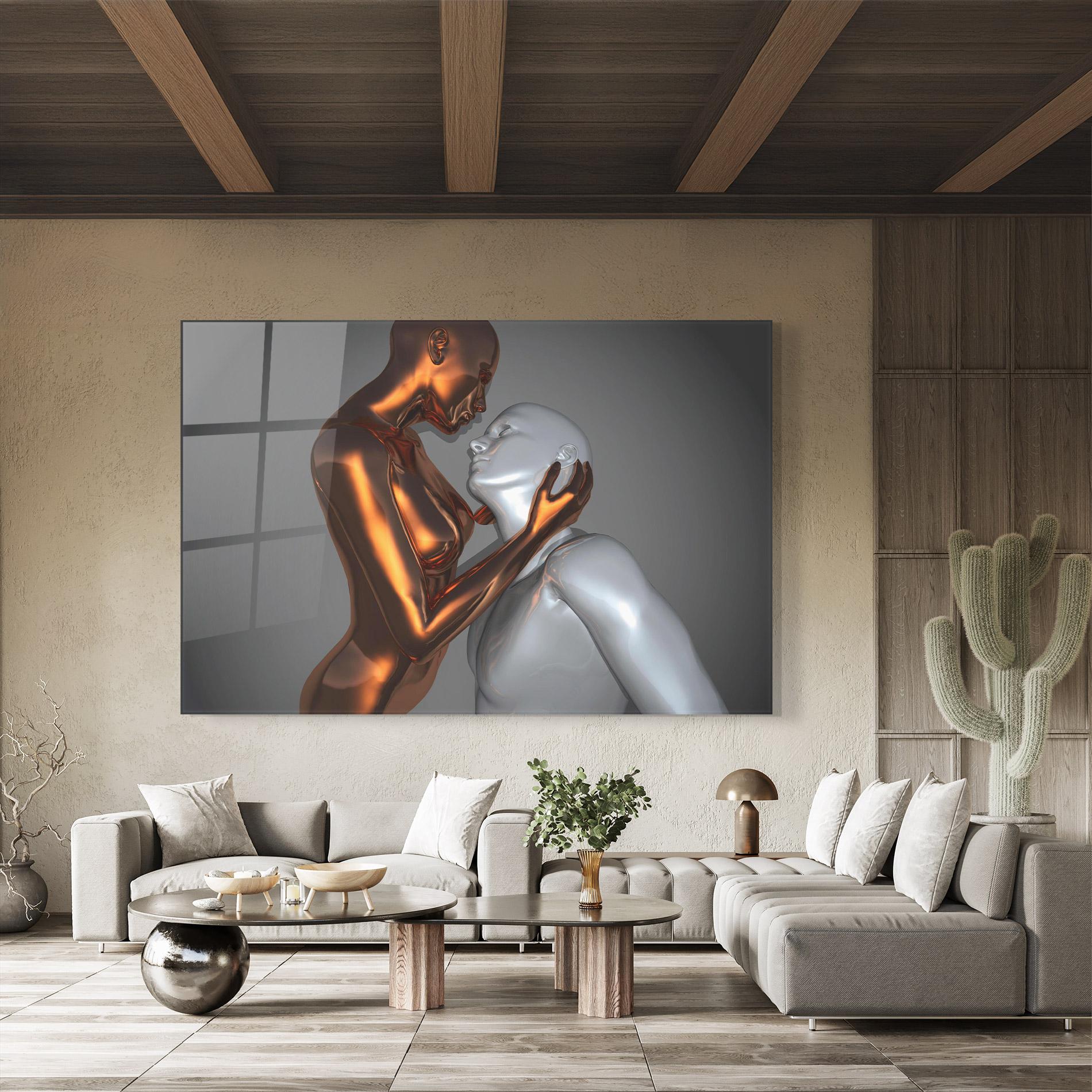 Glasbild Gold Silver Couple mockup 8