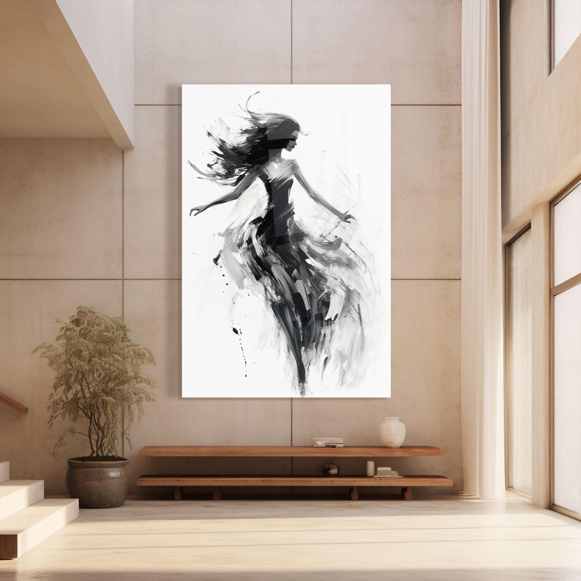 Glasbild Black Ink Woman mockup 8