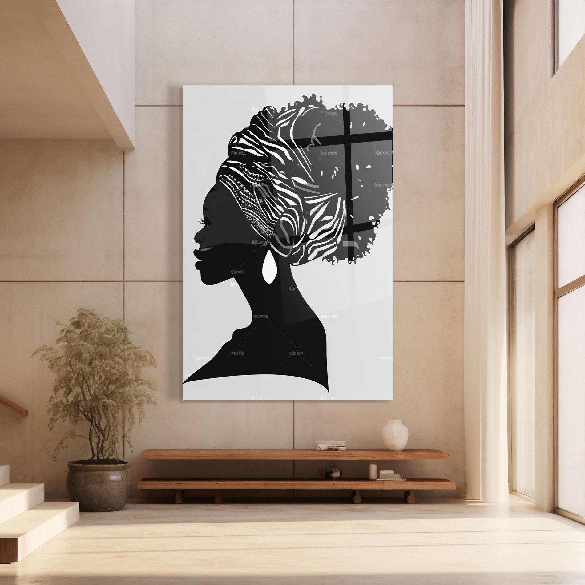 Glasbild Black Woman Silhouette mockup 8