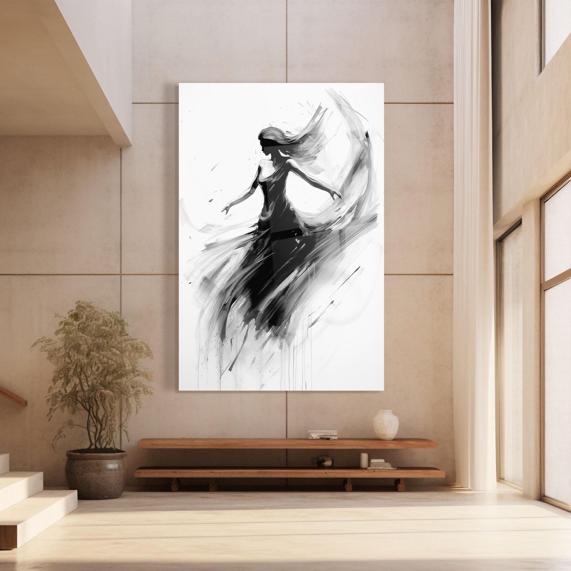 Glasbild Dancing Woman Drawn mockup 8